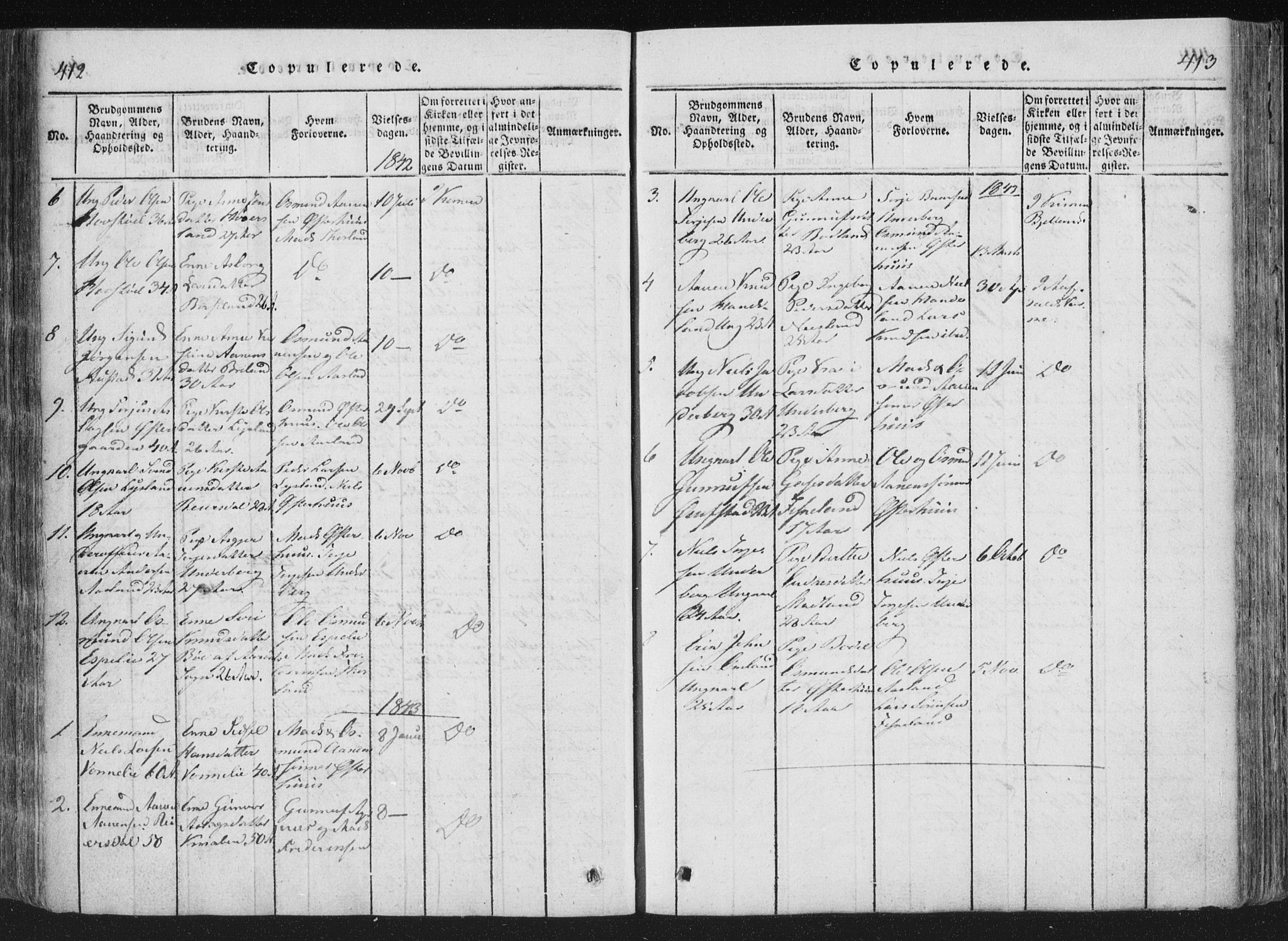 Åseral sokneprestkontor, SAK/1111-0051/F/Fa/L0001: Parish register (official) no. A 1, 1815-1853, p. 412-413
