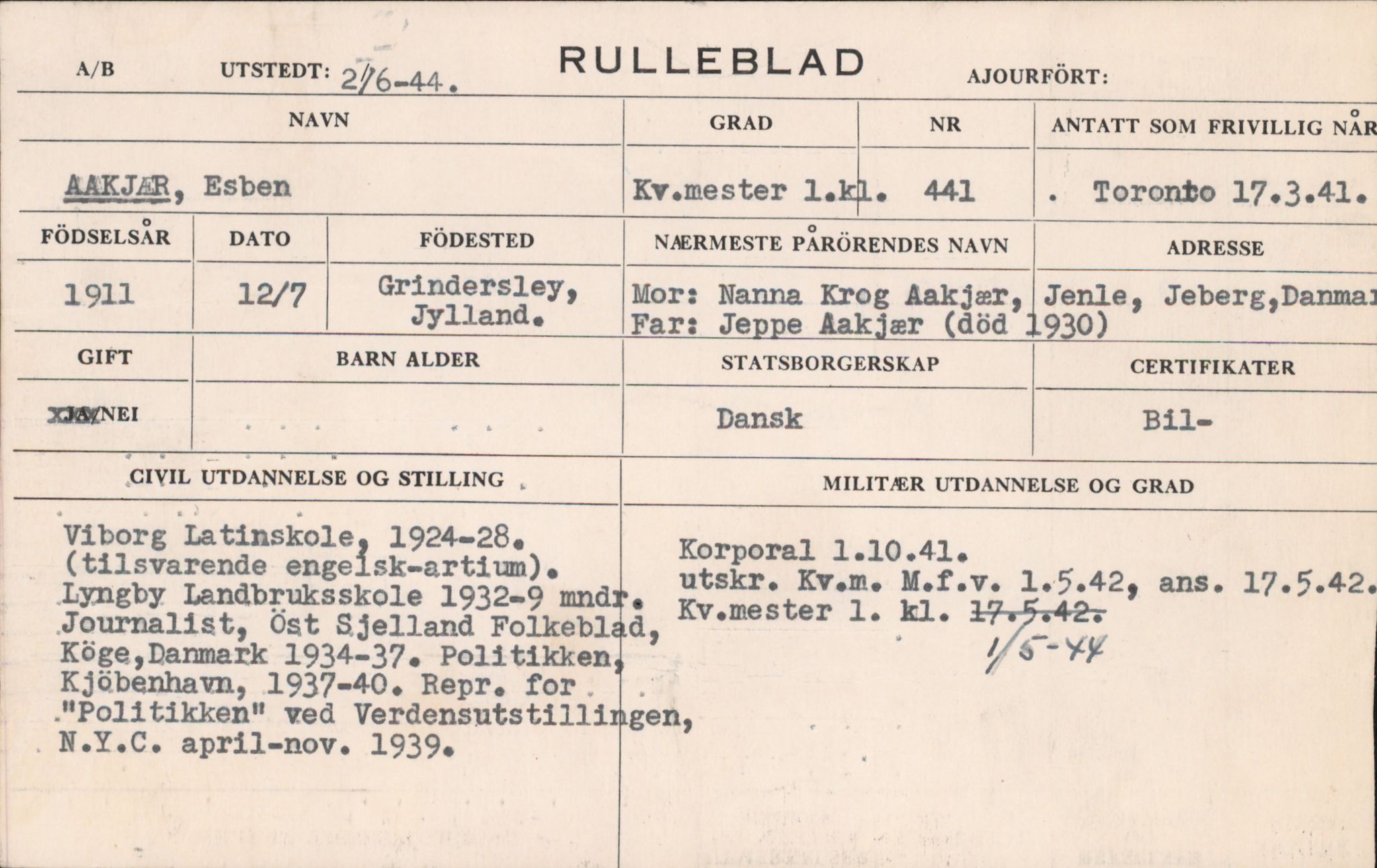 Forsvaret, Forsvarets overkommando/Luftforsvarsstaben, AV/RA-RAFA-4079/P/Pa/L0028: Personellpapirer, 1911, p. 391