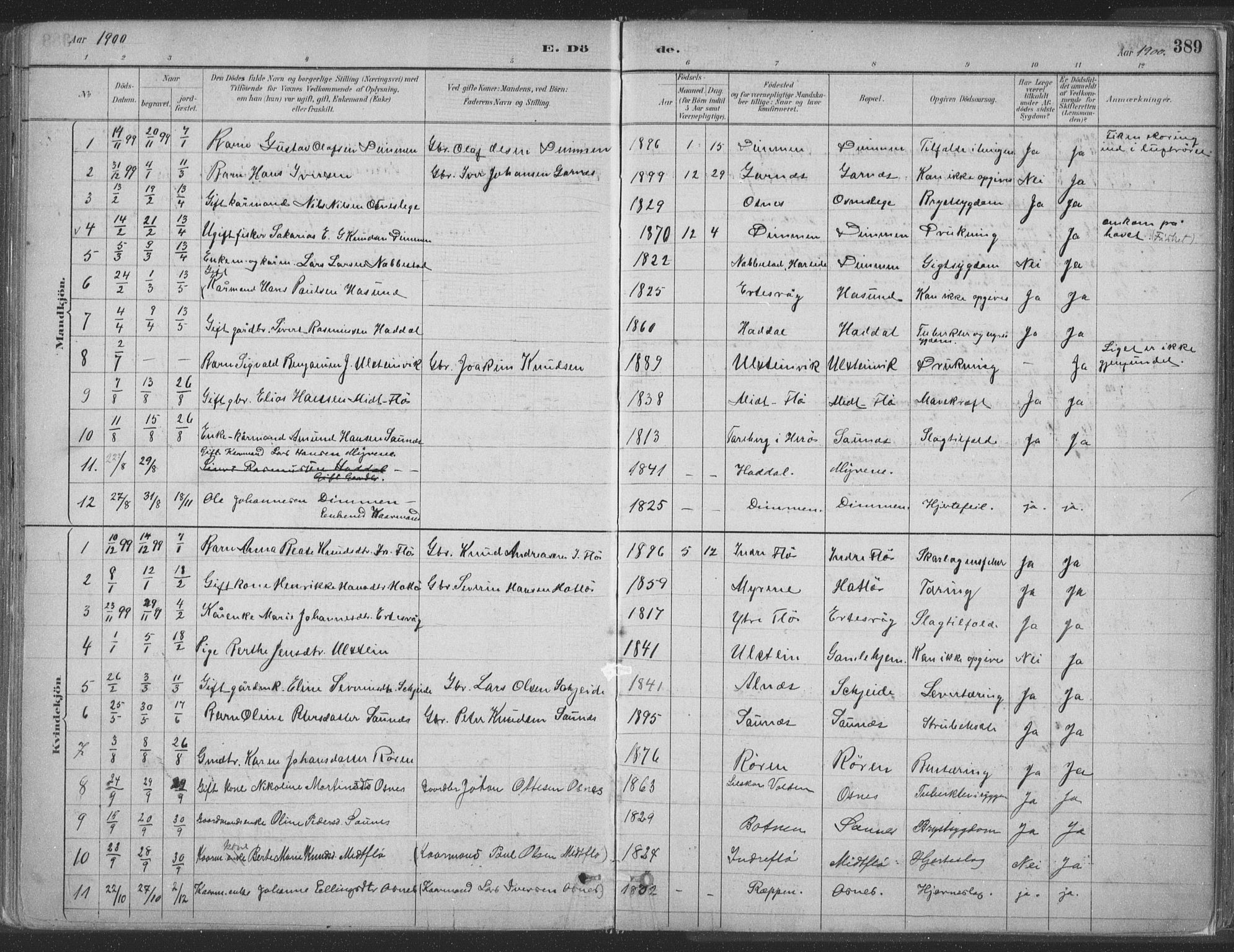 Ministerialprotokoller, klokkerbøker og fødselsregistre - Møre og Romsdal, AV/SAT-A-1454/509/L0106: Parish register (official) no. 509A04, 1883-1922, p. 389