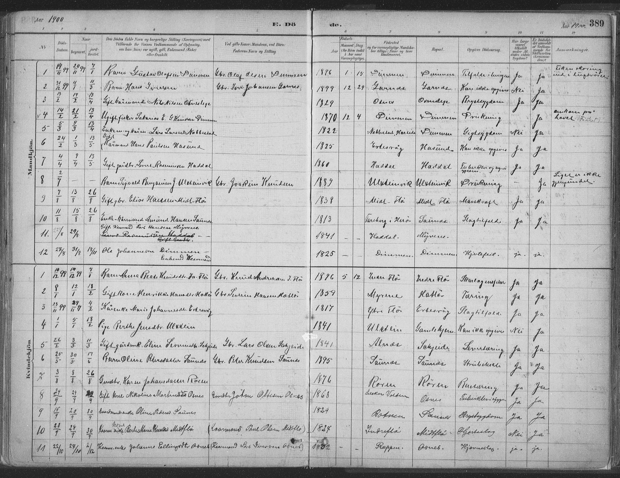 Ministerialprotokoller, klokkerbøker og fødselsregistre - Møre og Romsdal, SAT/A-1454/509/L0106: Parish register (official) no. 509A04, 1883-1922, p. 389