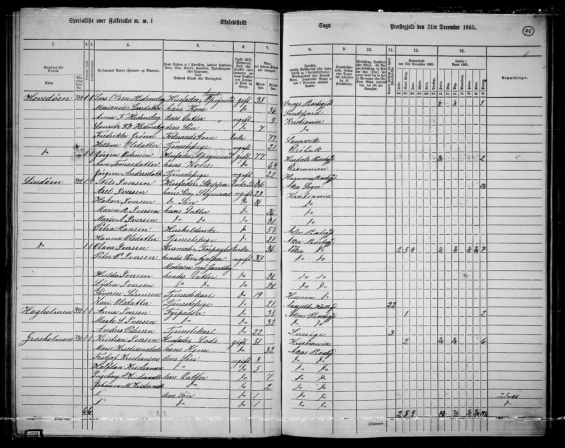 RA, 1865 census for Østre Aker, 1865, p. 319