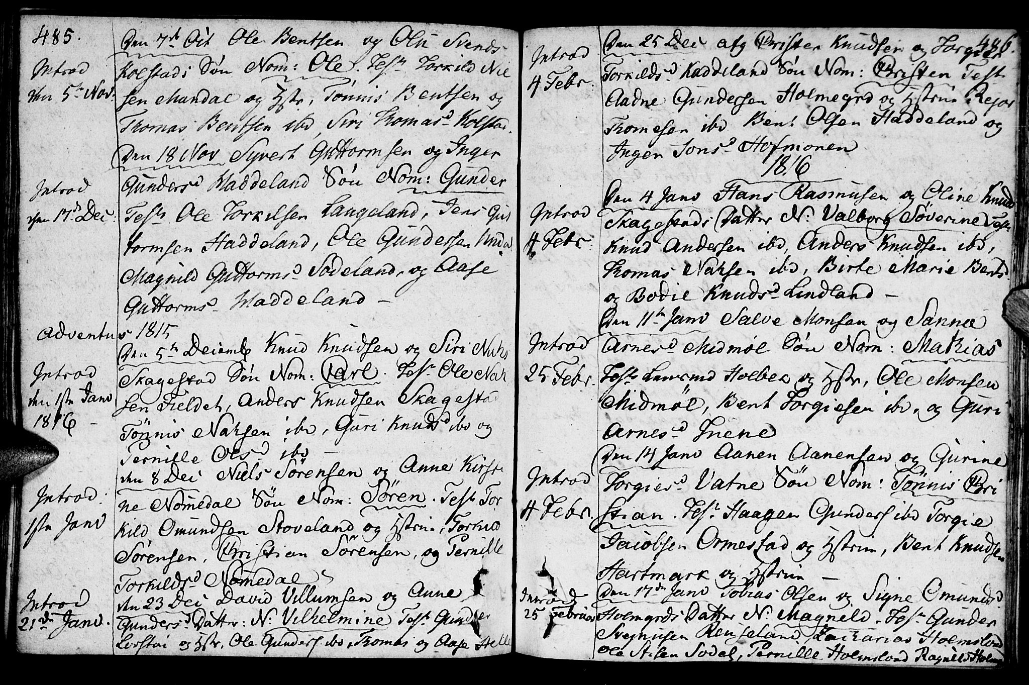 Holum sokneprestkontor, AV/SAK-1111-0022/F/Fa/Faa/L0003: Parish register (official) no. A 3, 1780-1821, p. 485-486