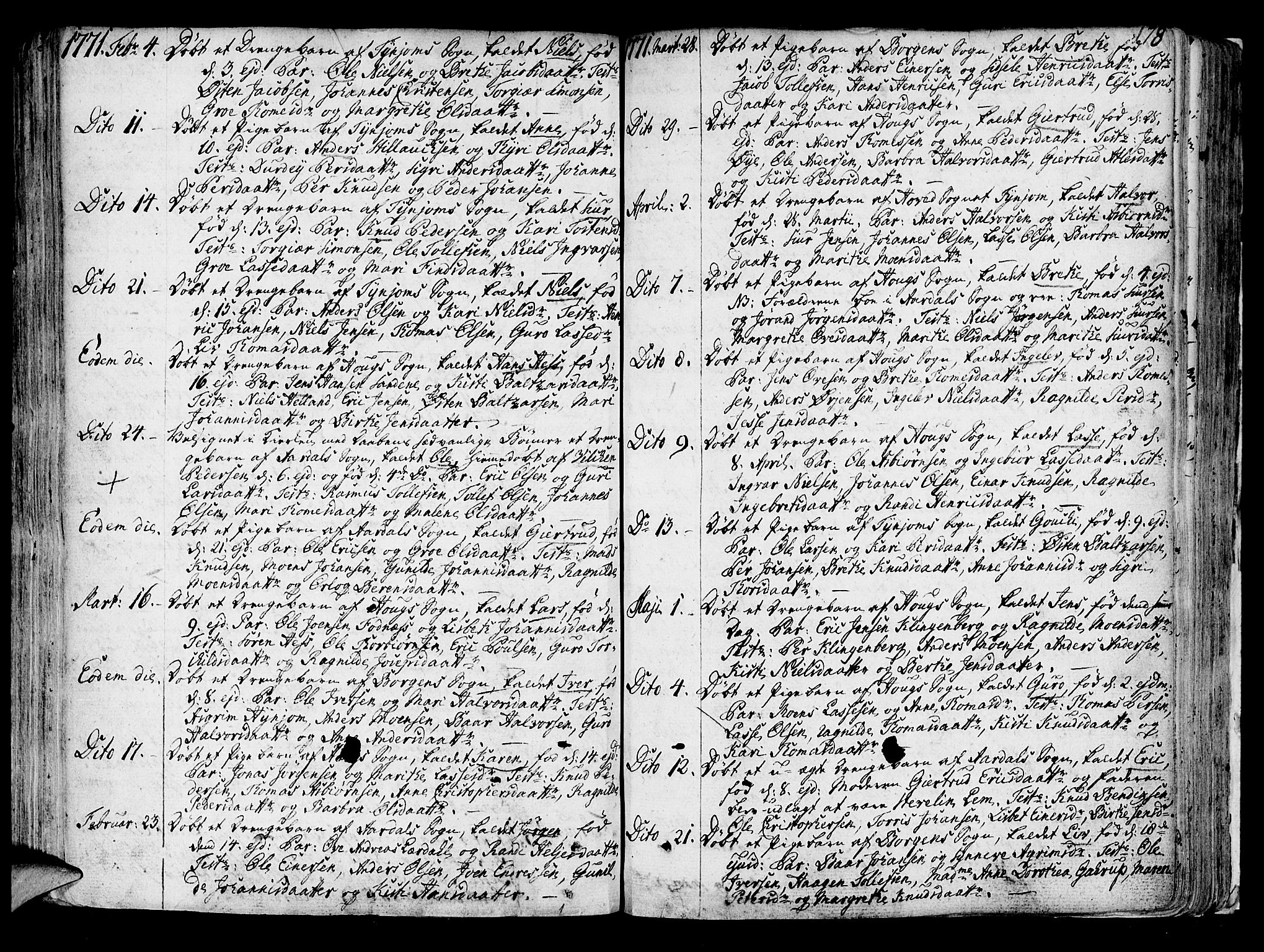Lærdal sokneprestembete, SAB/A-81201: Parish register (official) no. A 2, 1752-1782, p. 178