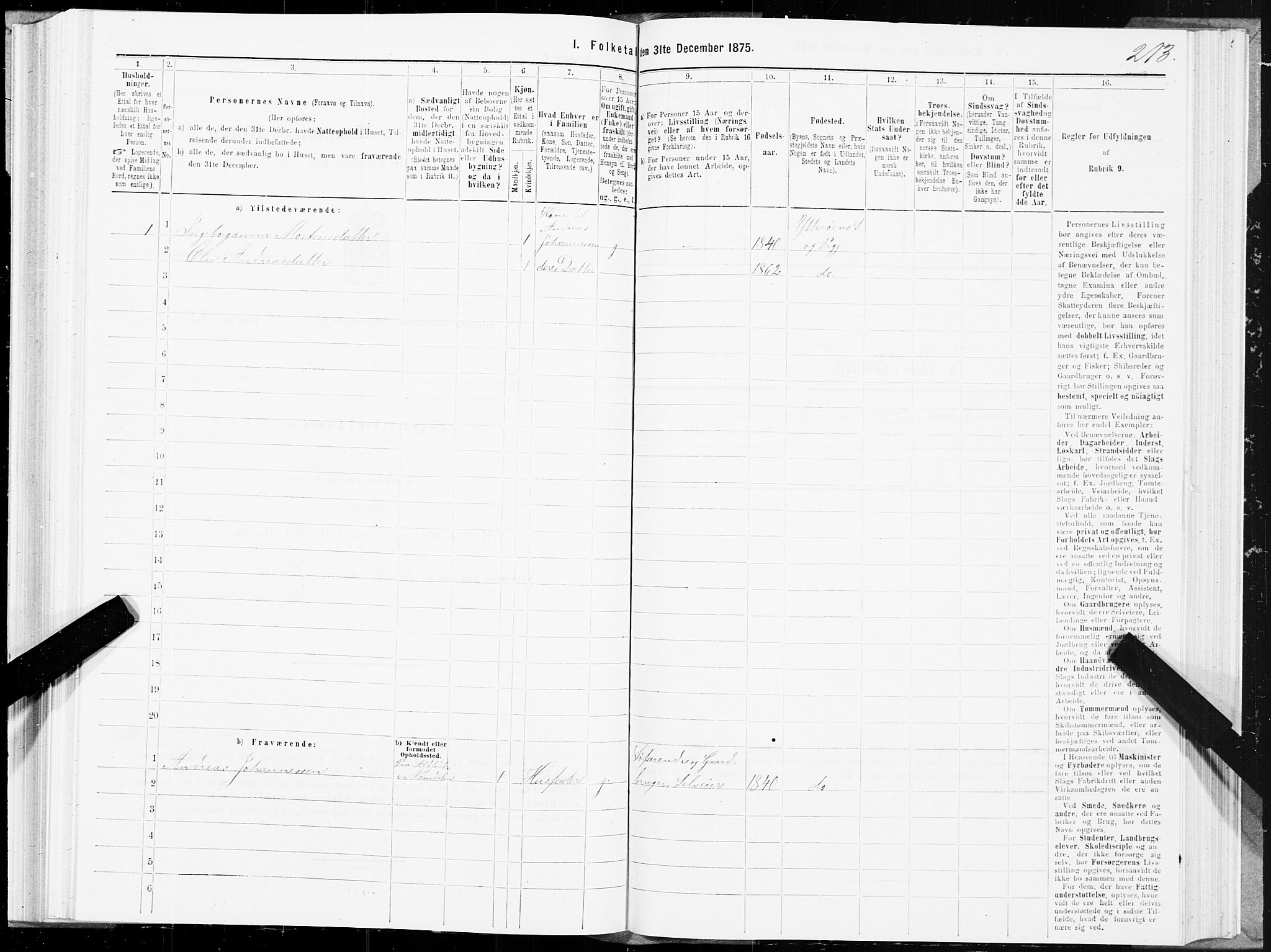 SAT, 1875 census for 1722P Ytterøy, 1875, p. 2213