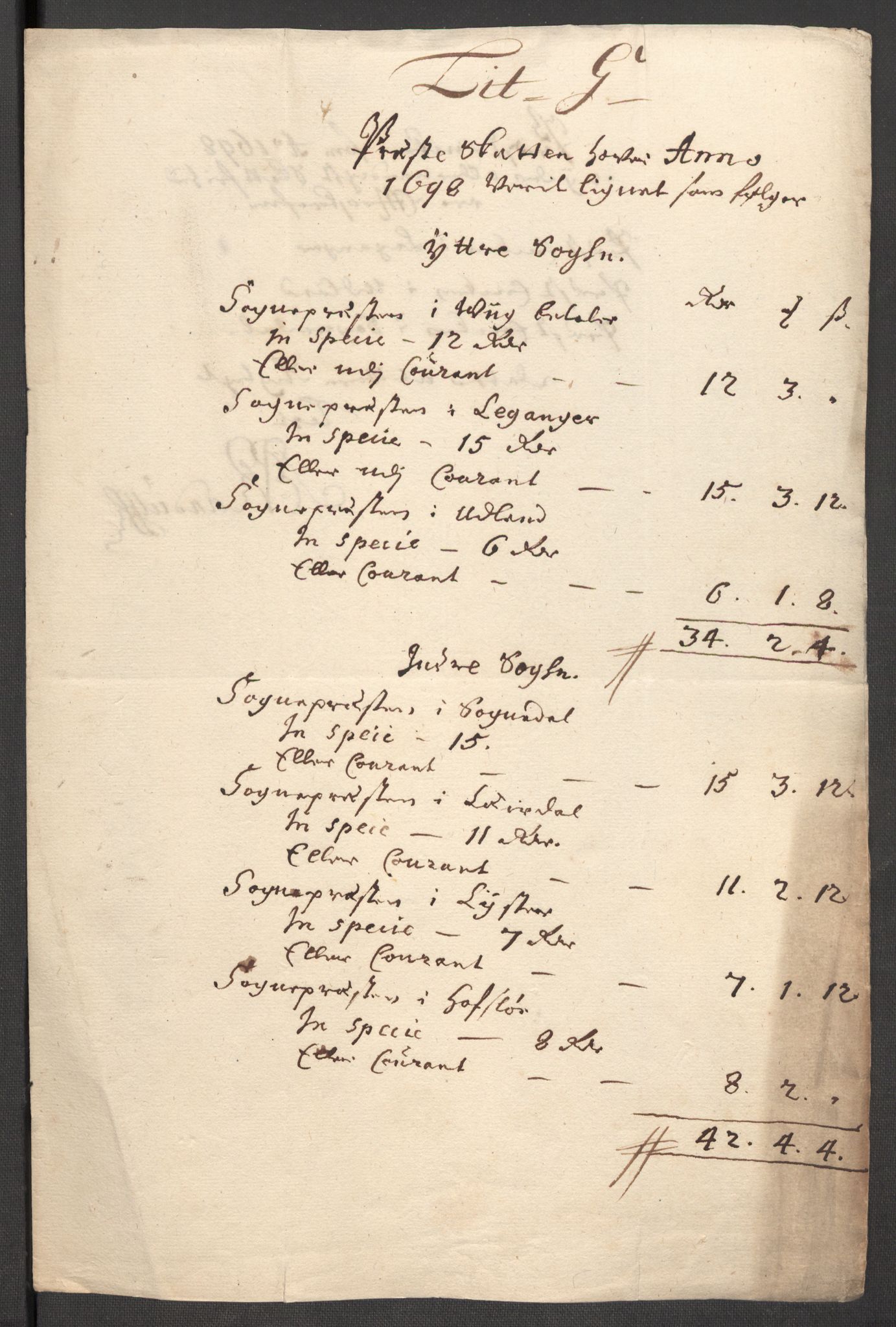 Rentekammeret inntil 1814, Reviderte regnskaper, Fogderegnskap, RA/EA-4092/R52/L3310: Fogderegnskap Sogn, 1698-1699, p. 208