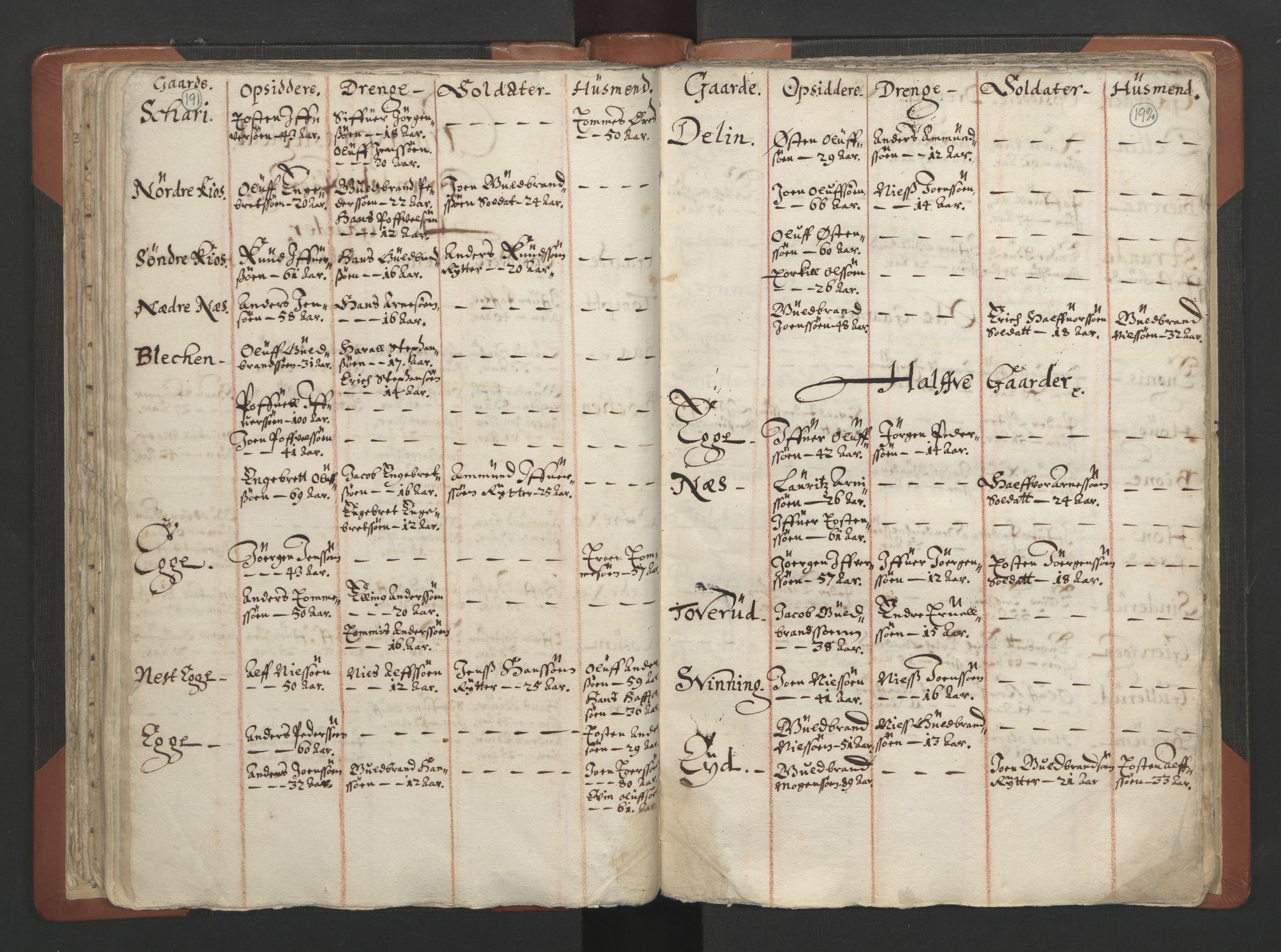 RA, Vicar's Census 1664-1666, no. 7: Hadeland deanery, 1664-1666, p. 191-192
