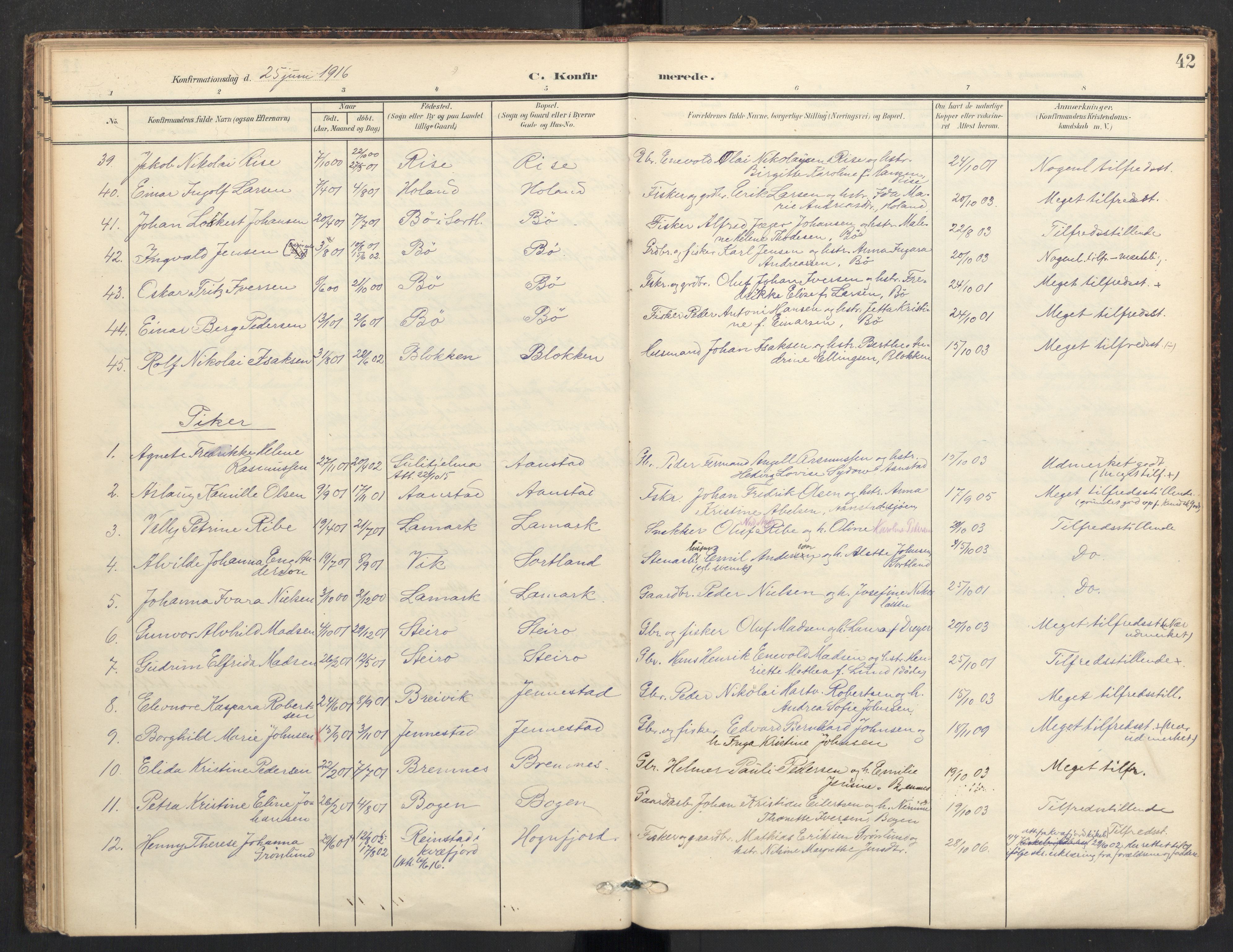 Ministerialprotokoller, klokkerbøker og fødselsregistre - Nordland, AV/SAT-A-1459/895/L1375: Parish register (official) no. 895A10, 1907-1938, p. 42