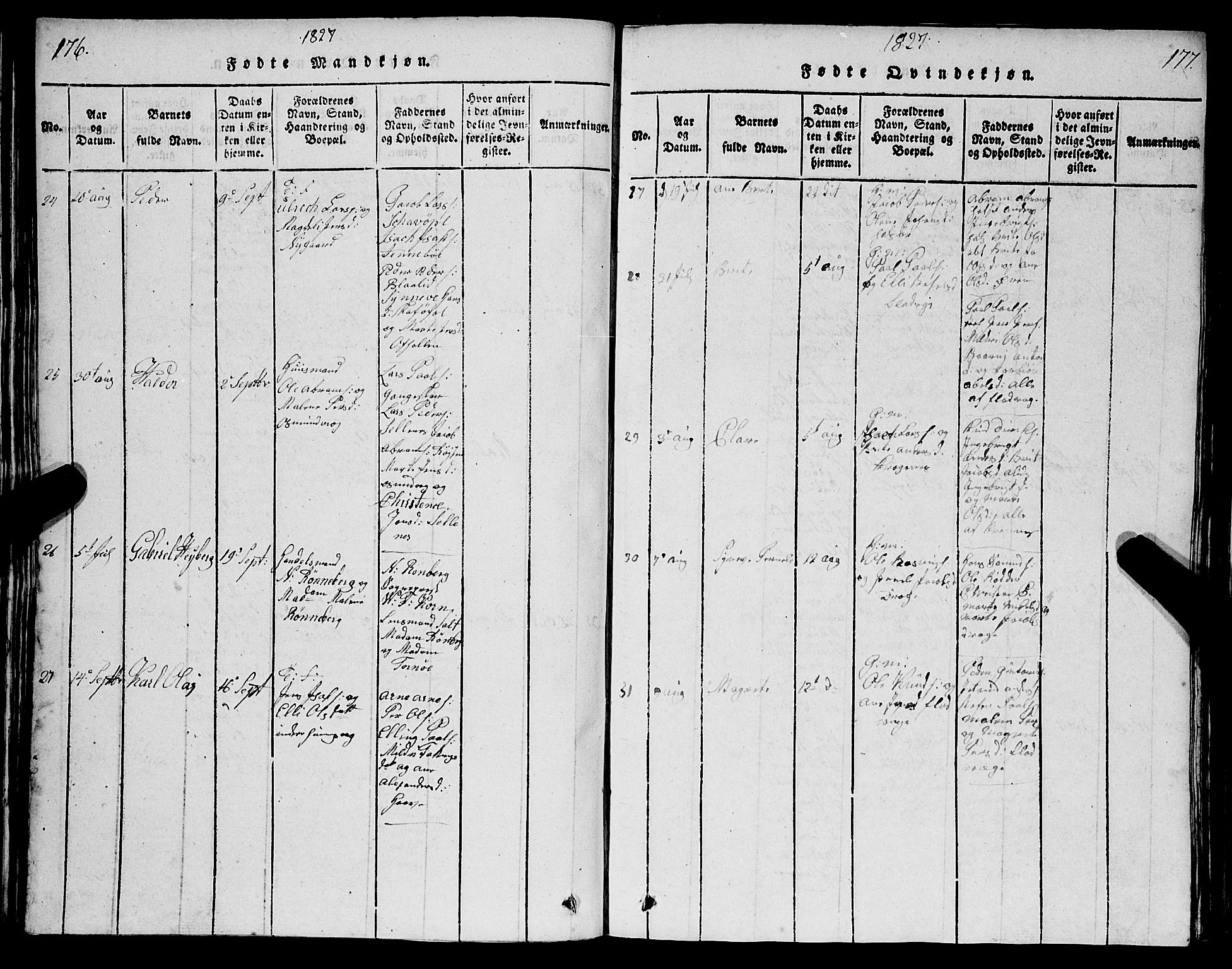 Selje sokneprestembete, AV/SAB-A-99938/H/Ha/Hab/Haba: Parish register (copy) no. A 1, 1816-1828, p. 176-177