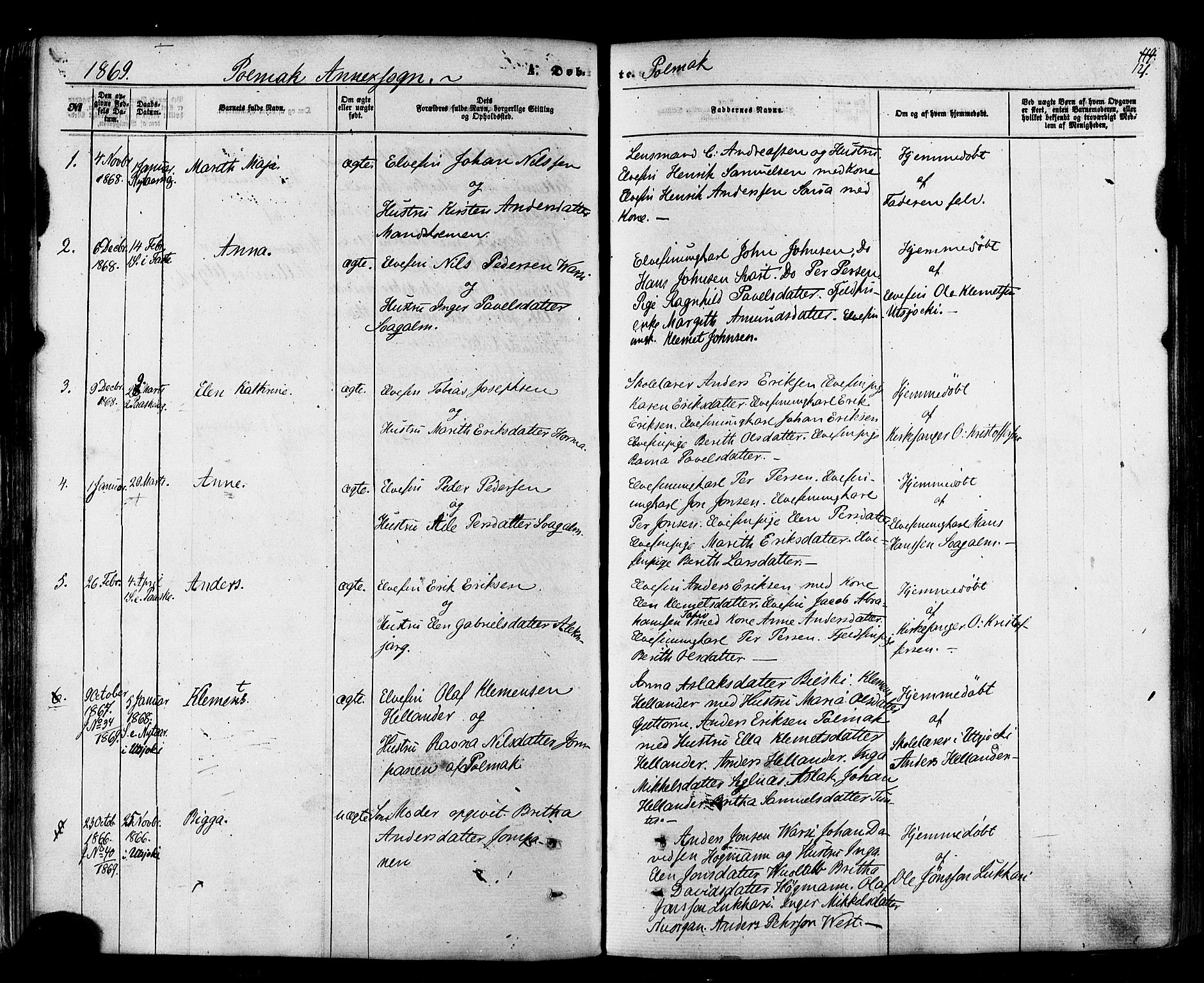 Nesseby sokneprestkontor, SATØ/S-1330/H/Ha/L0003kirke: Parish register (official) no. 3 /2, 1866-1876, p. 121