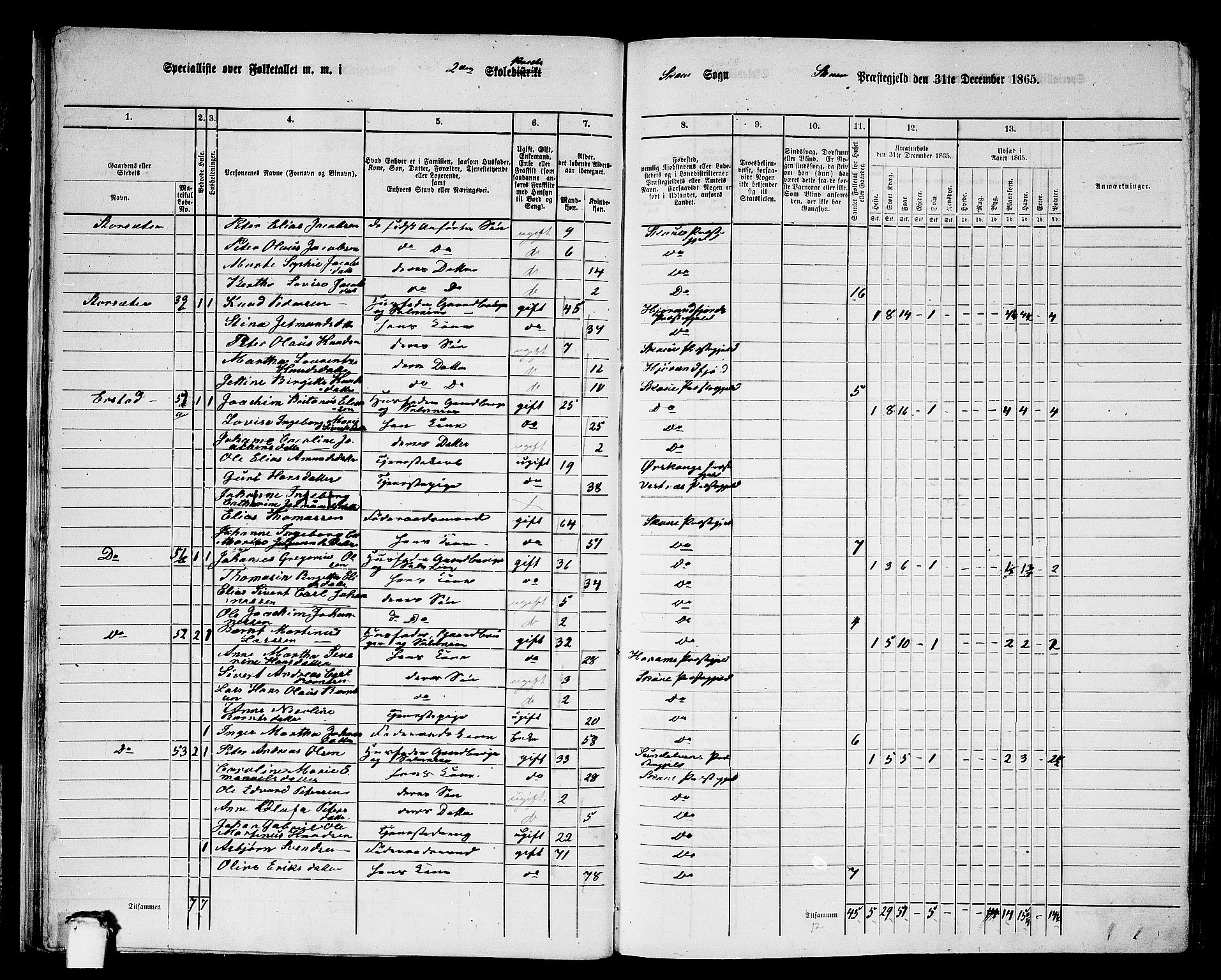 RA, 1865 census for Skodje, 1865, p. 27