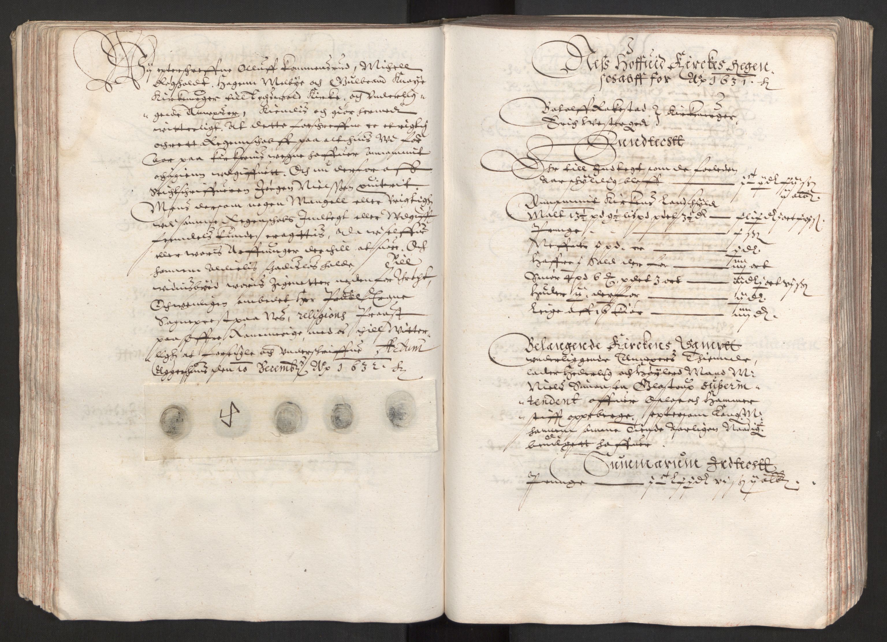 Rentekammeret inntil 1814, Reviderte regnskaper, Kirkeregnskap, RA/EA-4067/Ra/L0009/0001: Kirkeregnskap / Akershus len. Numedal også for 1632., 1631-1632