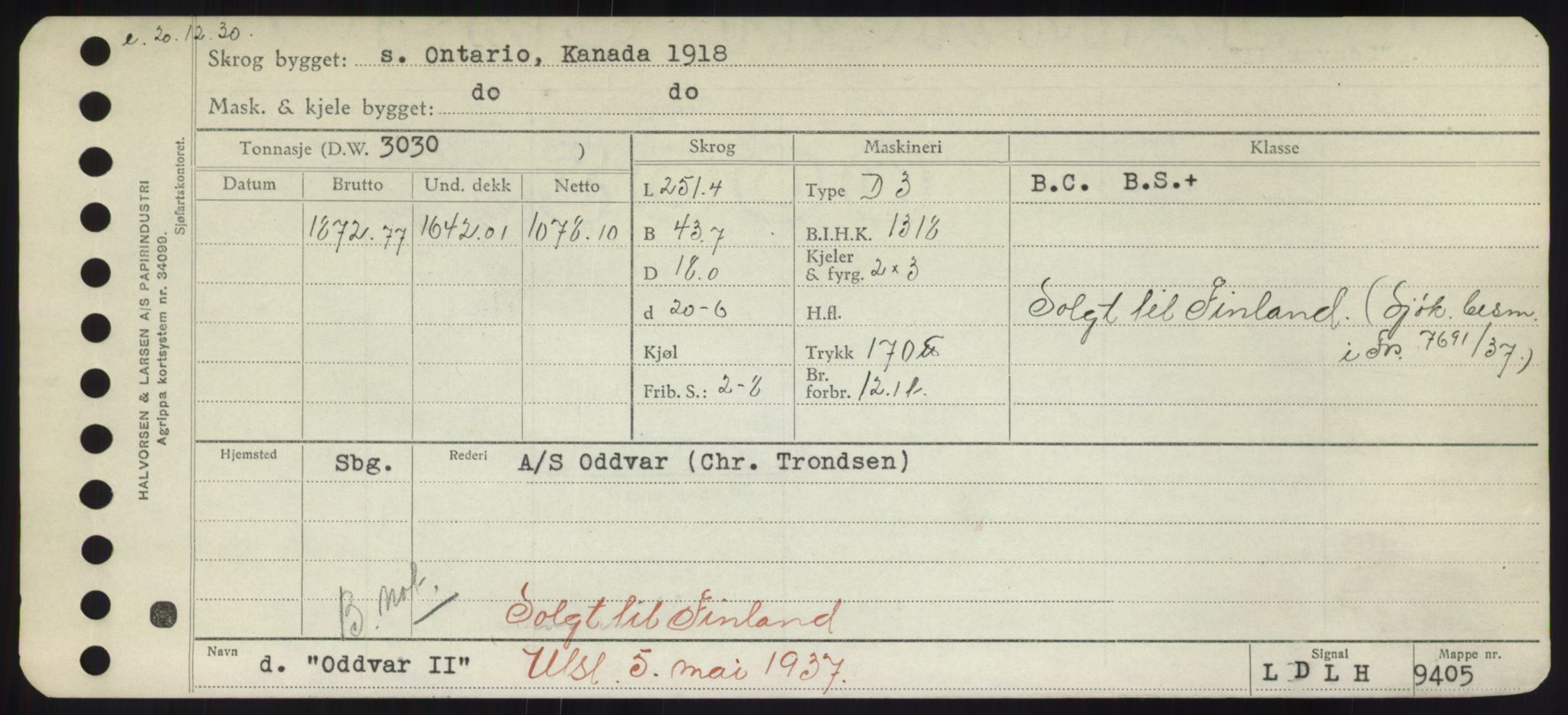 Sjøfartsdirektoratet med forløpere, Skipsmålingen, AV/RA-S-1627/H/Hd/L0028: Fartøy, O, p. 131