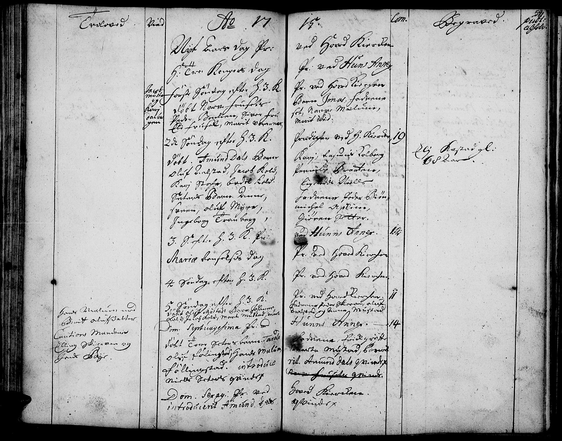 Vardal prestekontor, SAH/PREST-100/H/Ha/Haa/L0001: Parish register (official) no. 1, 1706-1748, p. 54