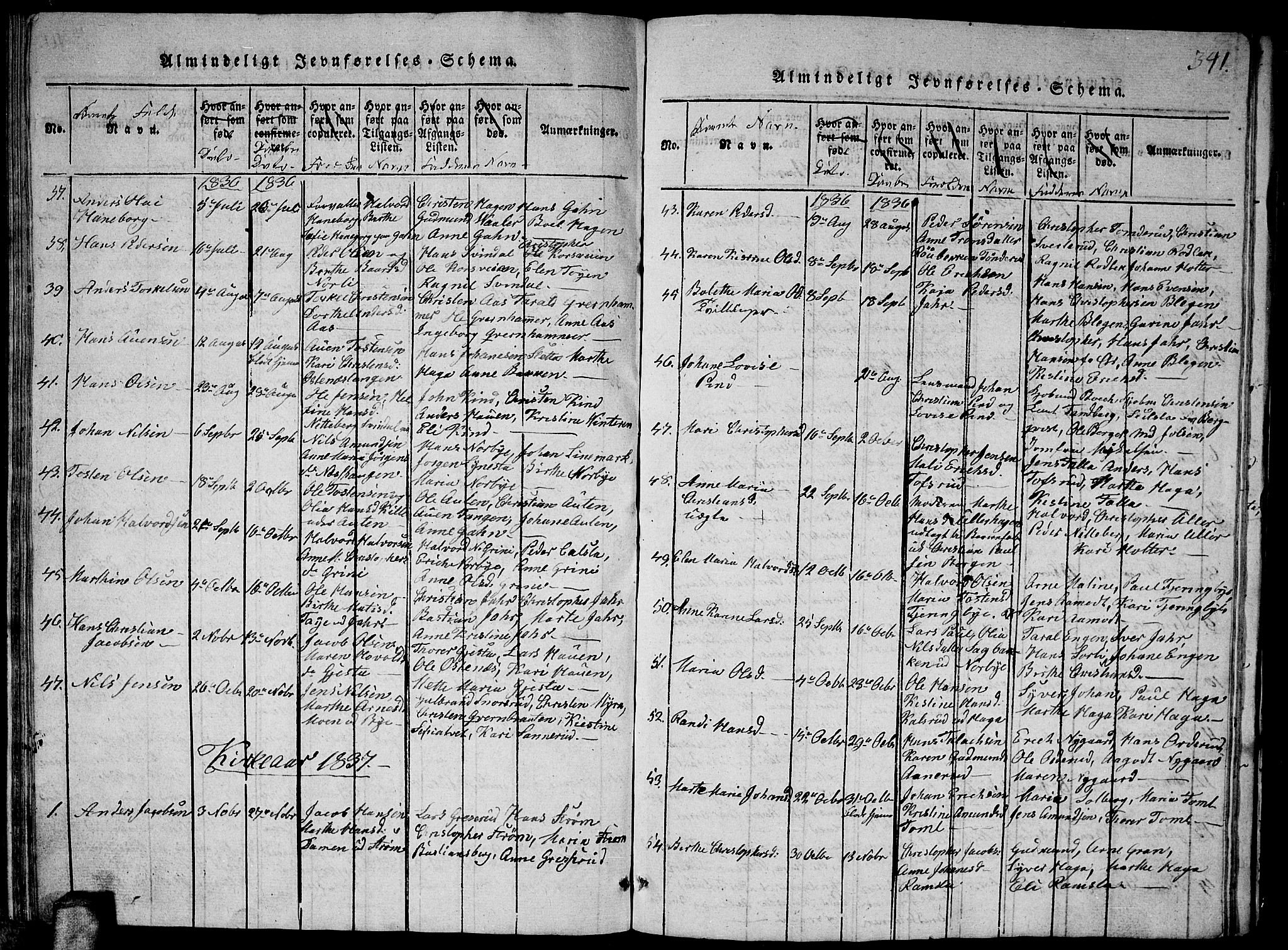 Fet prestekontor Kirkebøker, SAO/A-10370a/G/Ga/L0001: Parish register (copy) no. I 1, 1815-1842, p. 341