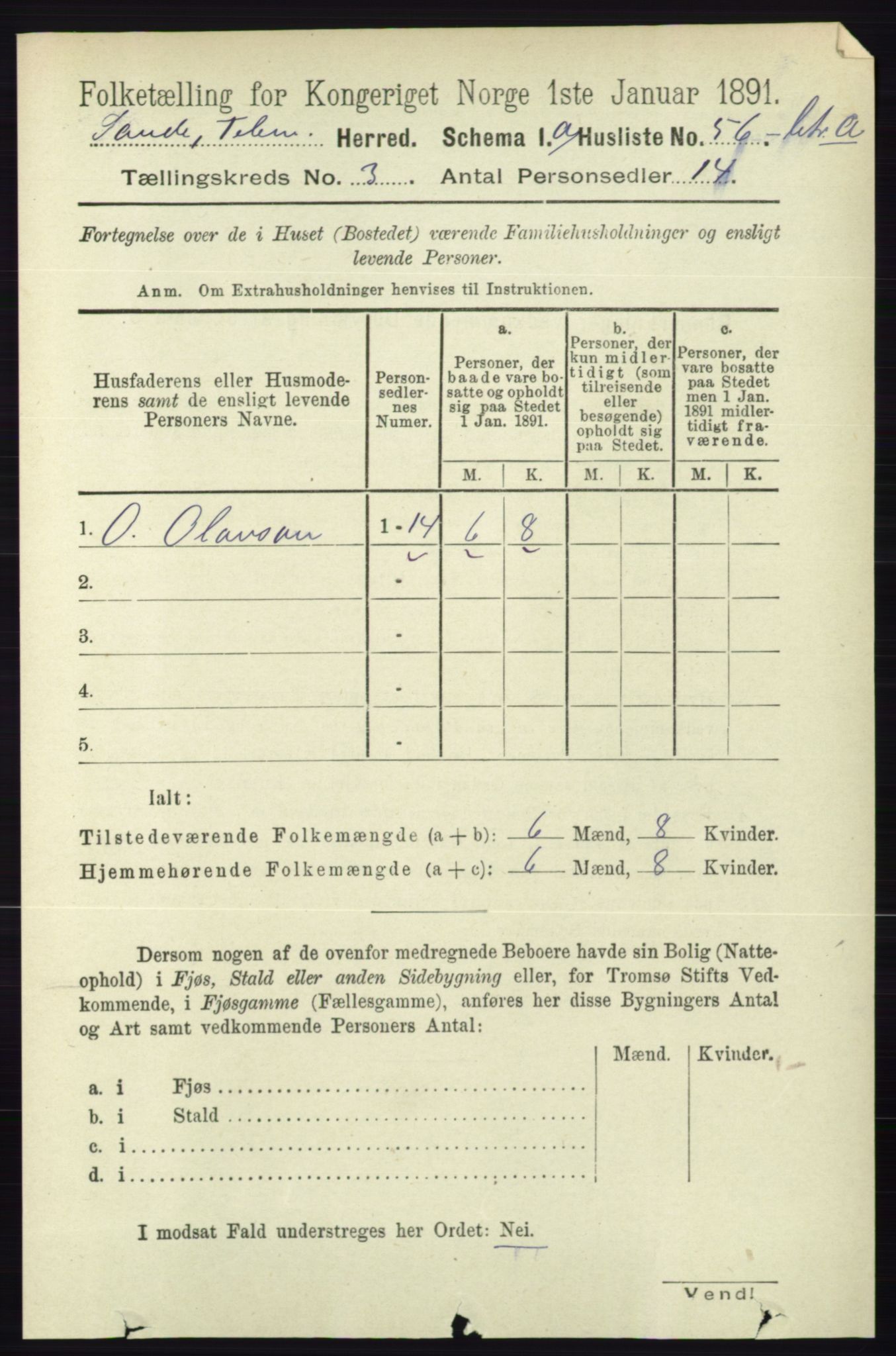 RA, 1891 census for 0822 Sauherad, 1891, p. 725