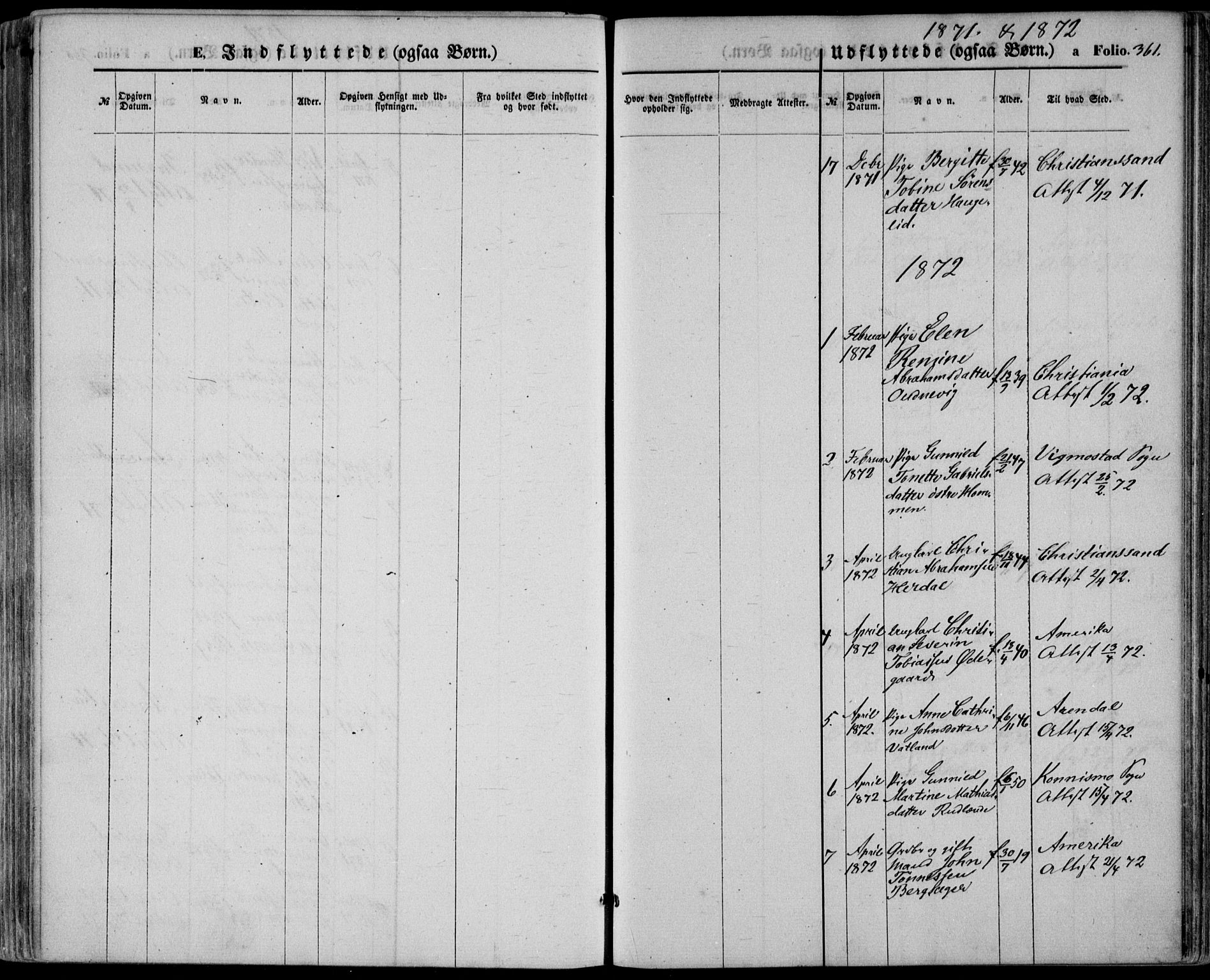 Lyngdal sokneprestkontor, AV/SAK-1111-0029/F/Fa/Fac/L0010: Parish register (official) no. A 10, 1865-1878, p. 361