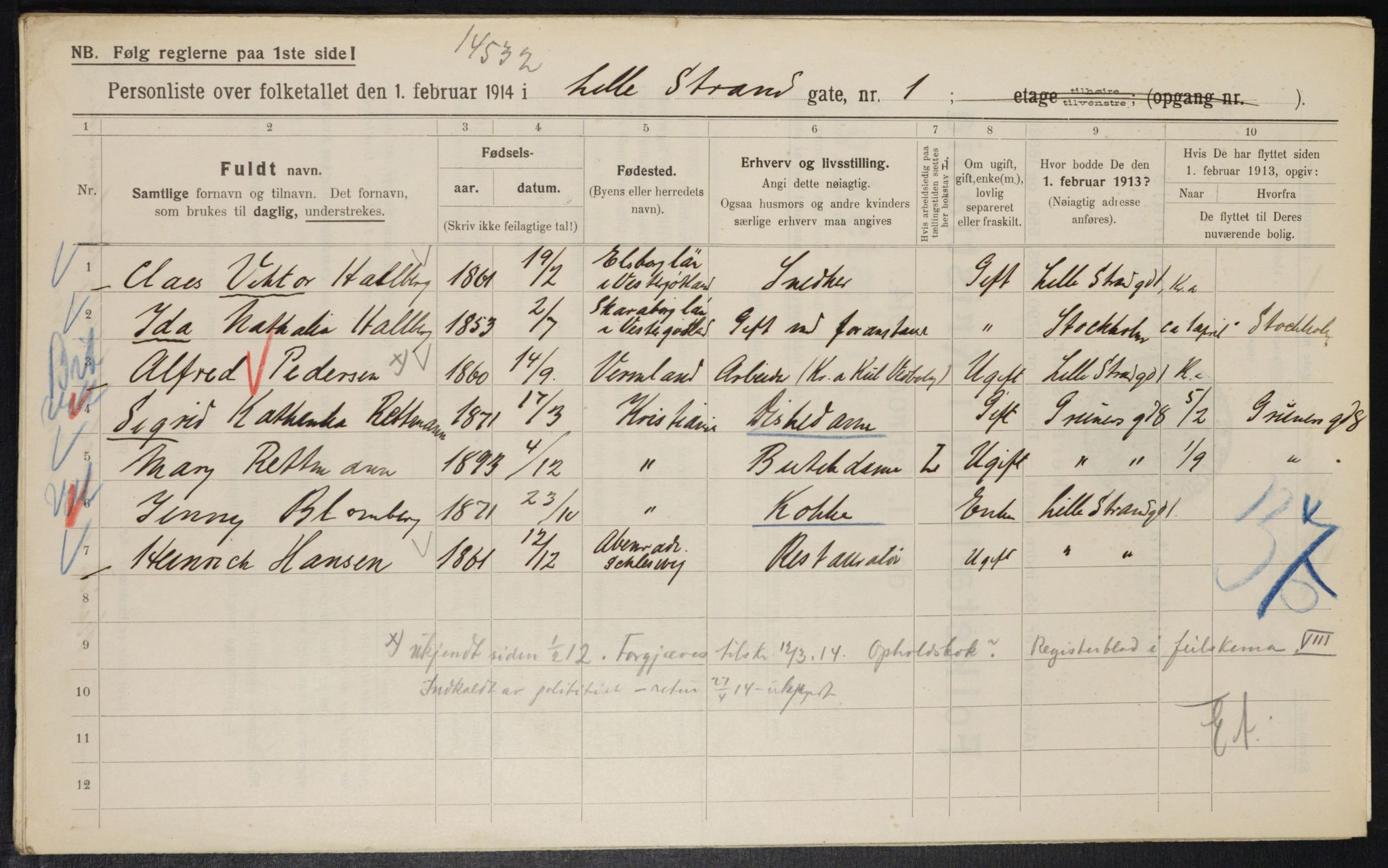 OBA, Municipal Census 1914 for Kristiania, 1914, p. 57492