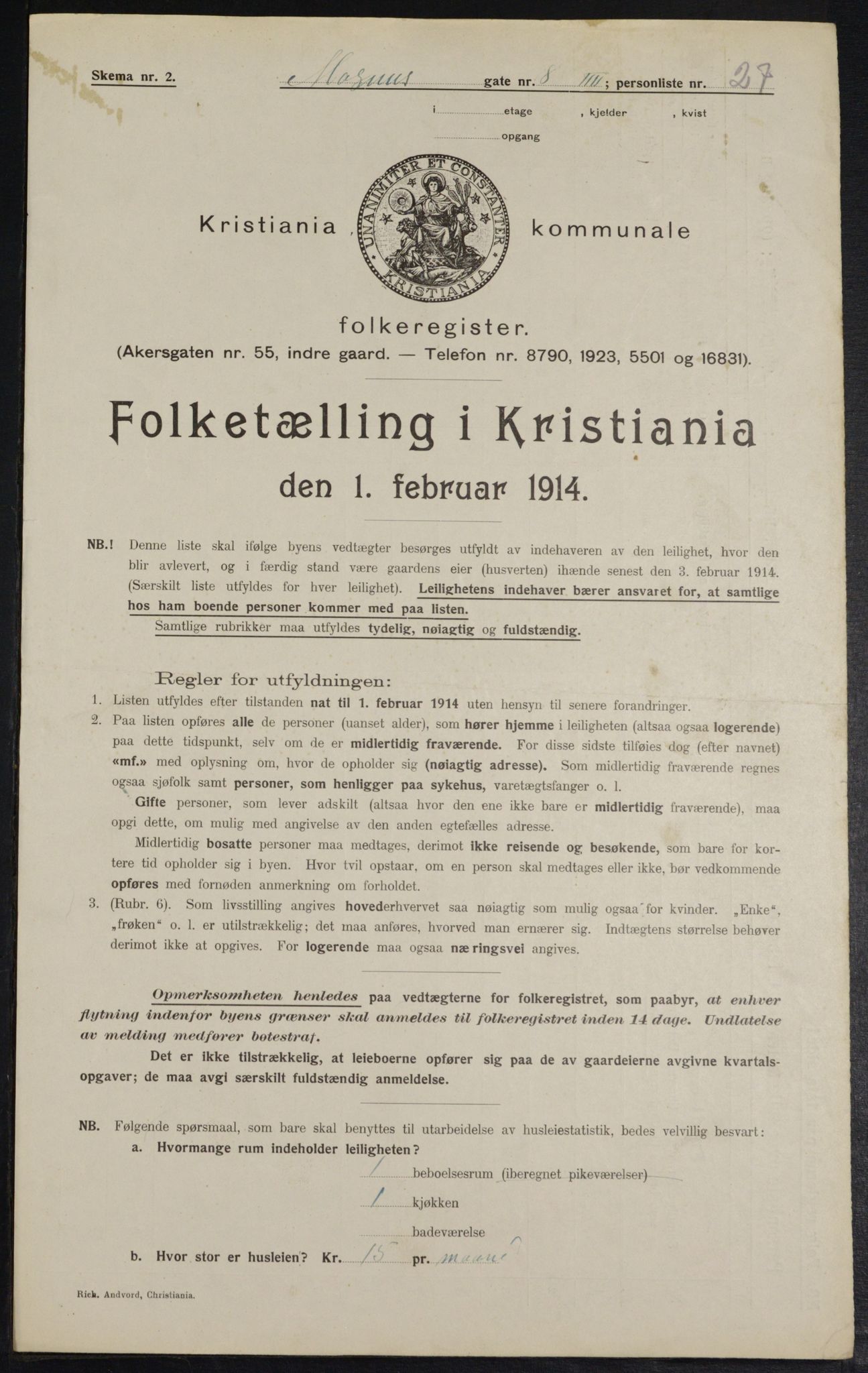 OBA, Municipal Census 1914 for Kristiania, 1914, p. 59533