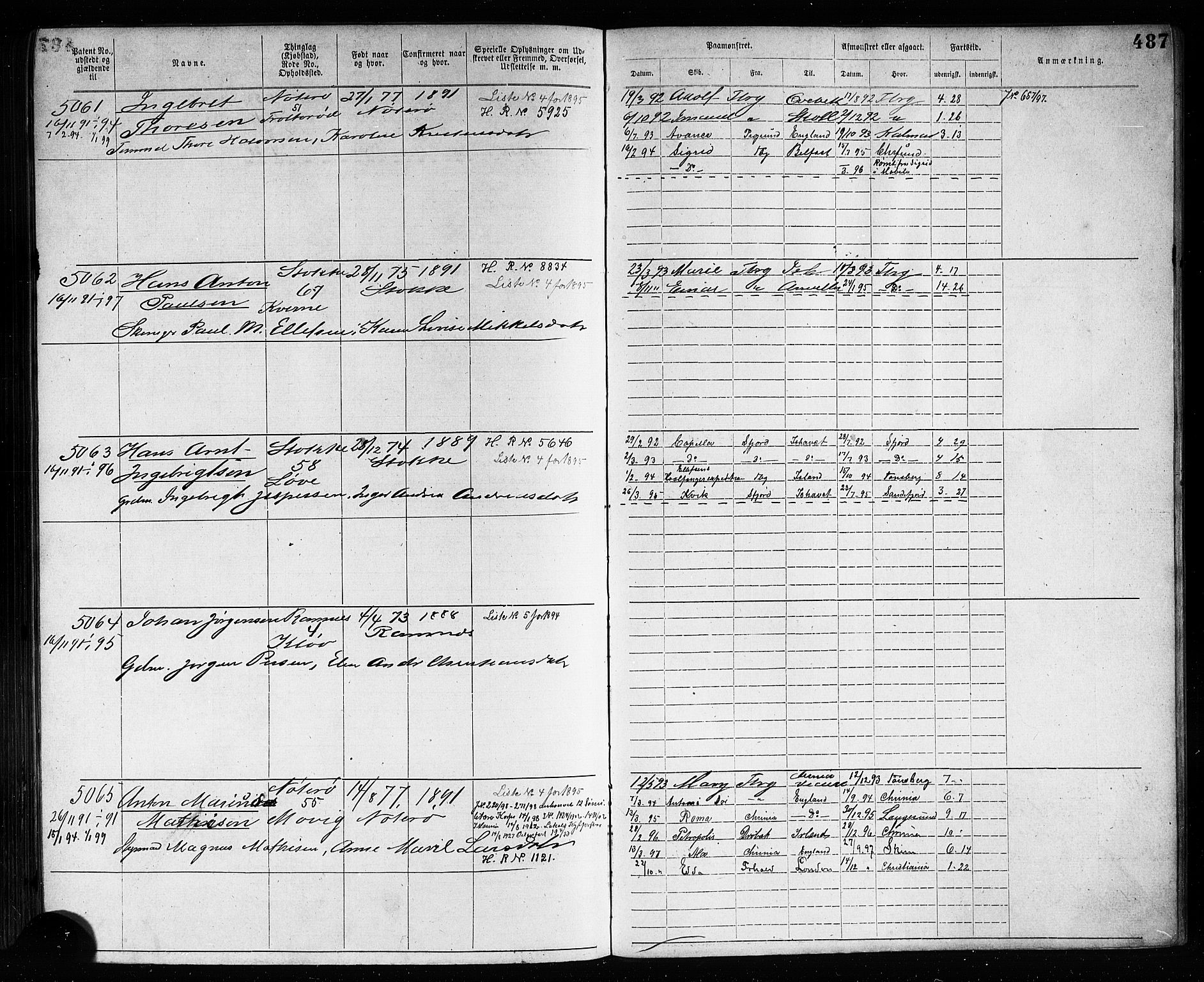 Tønsberg innrulleringskontor, AV/SAKO-A-786/F/Fb/L0007: Annotasjonsrulle Patent nr. 2636-5150, 1881-1892, p. 489