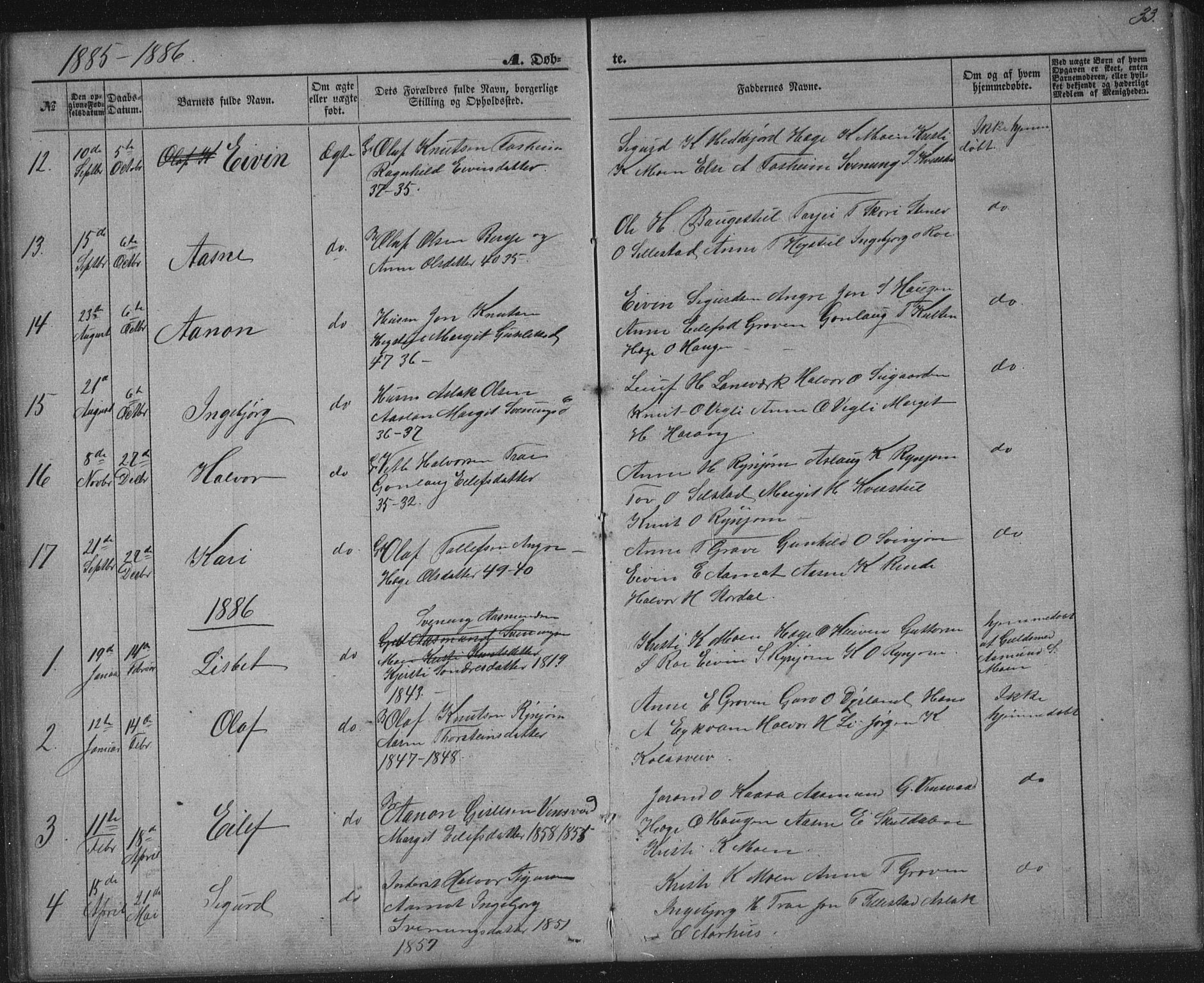 Seljord kirkebøker, SAKO/A-20/G/Gc/L0002: Parish register (copy) no. III 2, 1872-1886, p. 33
