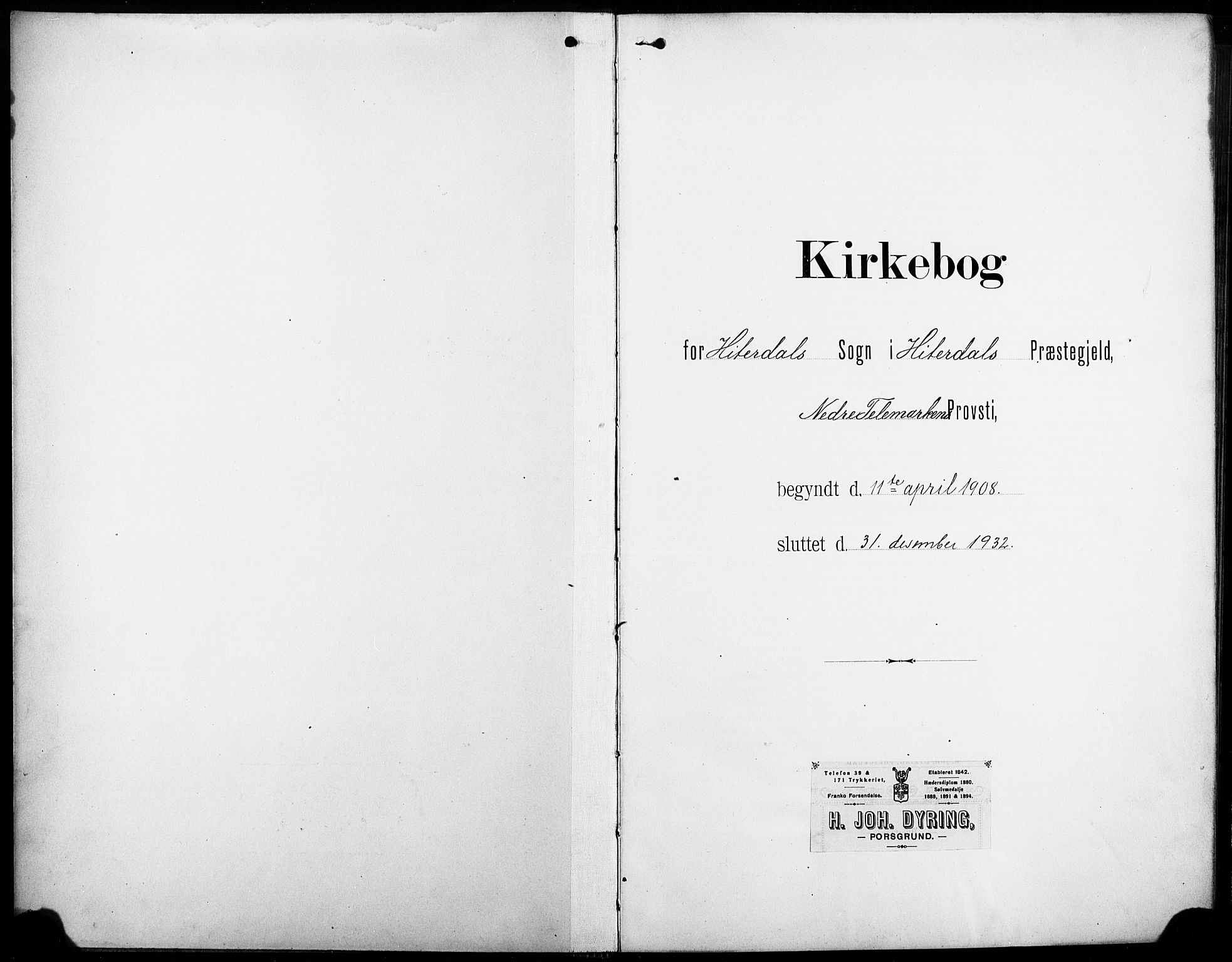 Heddal kirkebøker, SAKO/A-268/G/Ga/L0003: Parish register (copy) no. I 3, 1908-1932