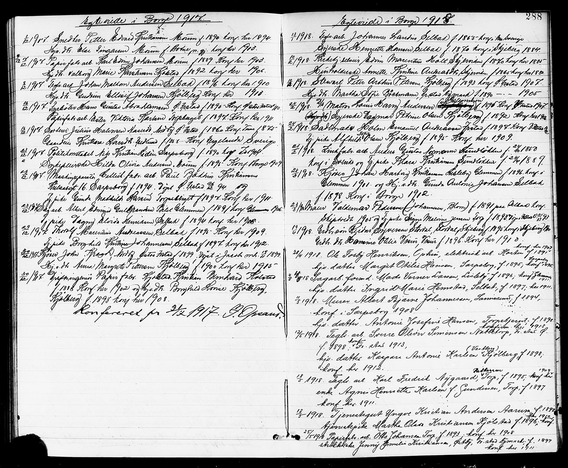 Borge prestekontor Kirkebøker, SAO/A-10903/G/Ga/L0002: Parish register (copy) no. I 2, 1875-1923, p. 288