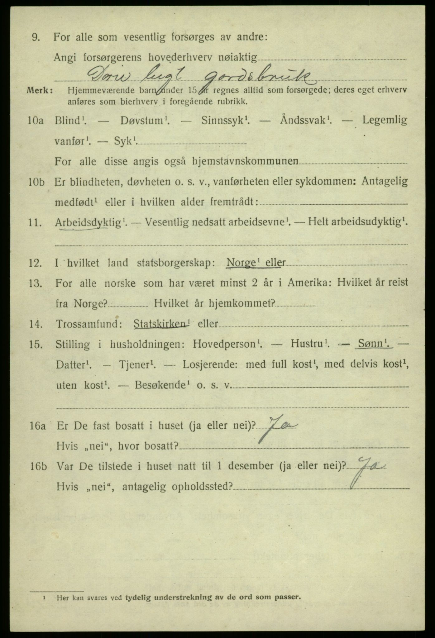 SAB, 1920 census for Kvam, 1920, p. 6332