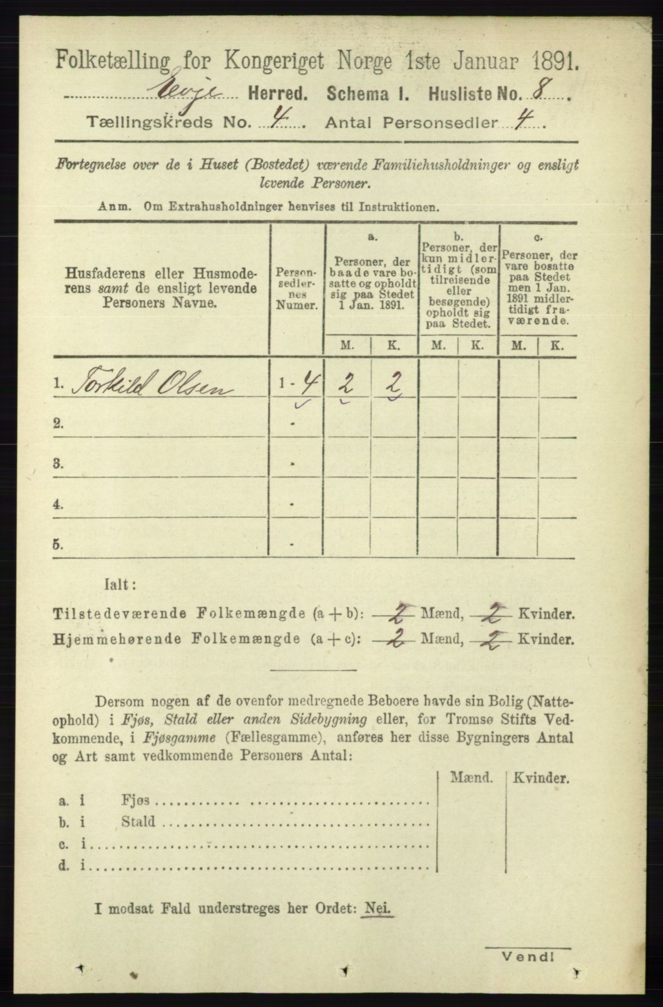 RA, 1891 census for 0937 Evje, 1891, p. 932