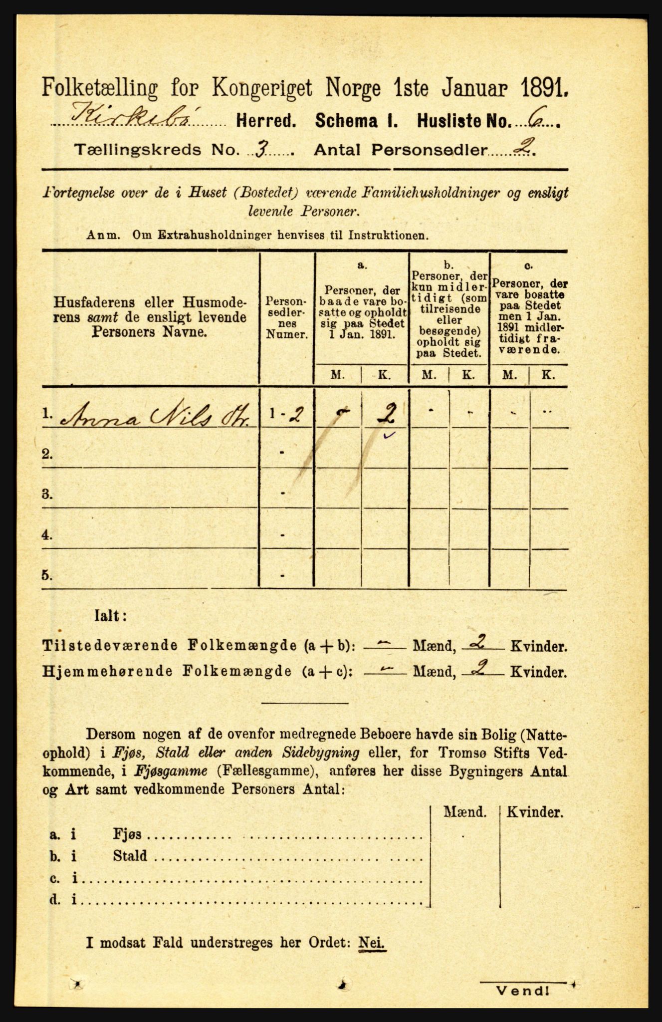 RA, 1891 census for 1416 Kyrkjebø, 1891, p. 497