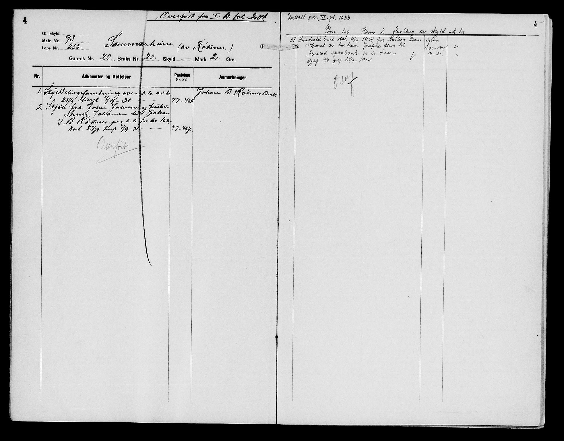 Senja sorenskriveri 1855-, SATØ/S-0048/1/H/Hb/L0026: Mortgage register no. 26, p. 4