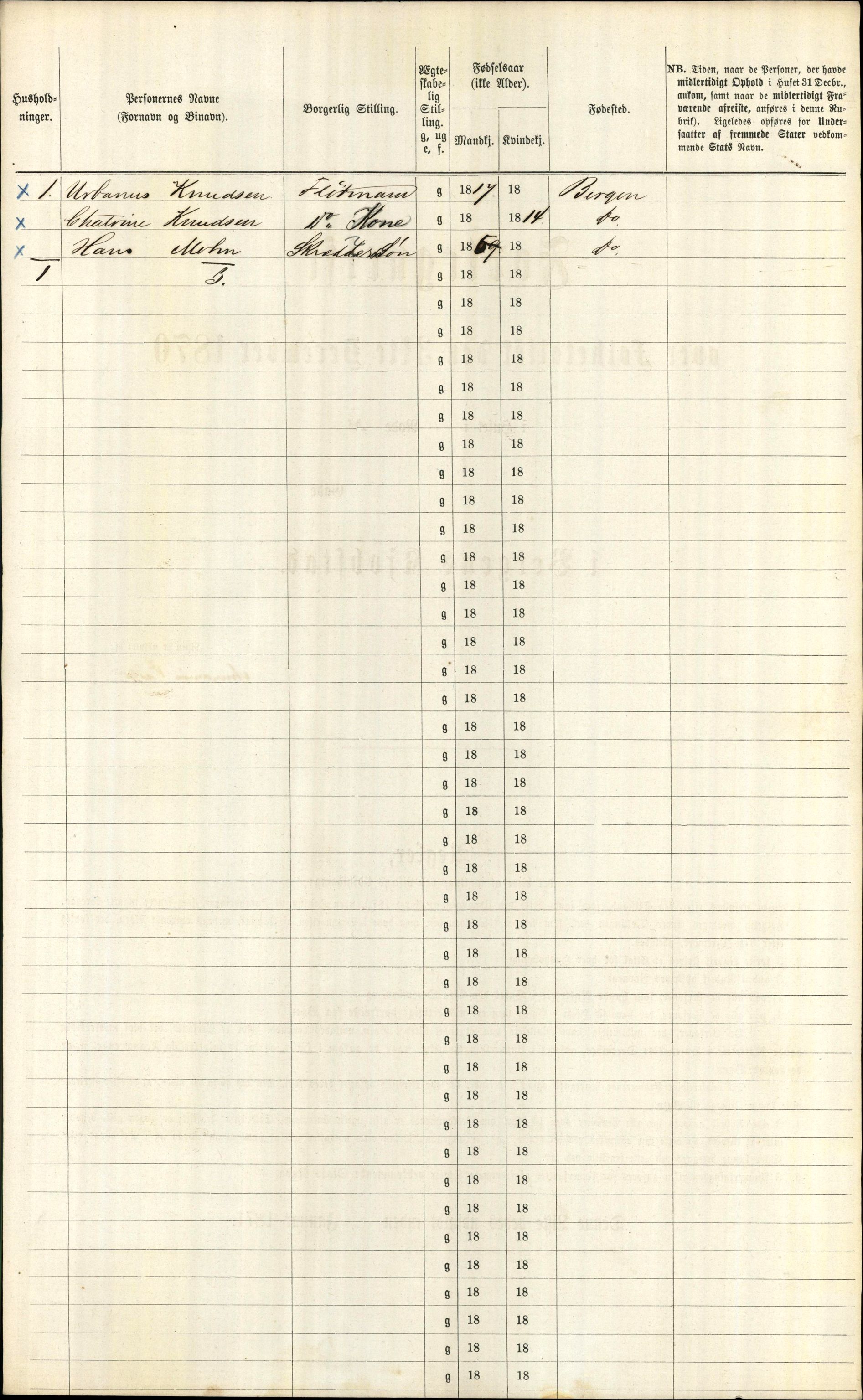 RA, 1870 census for 1301 Bergen, 1870