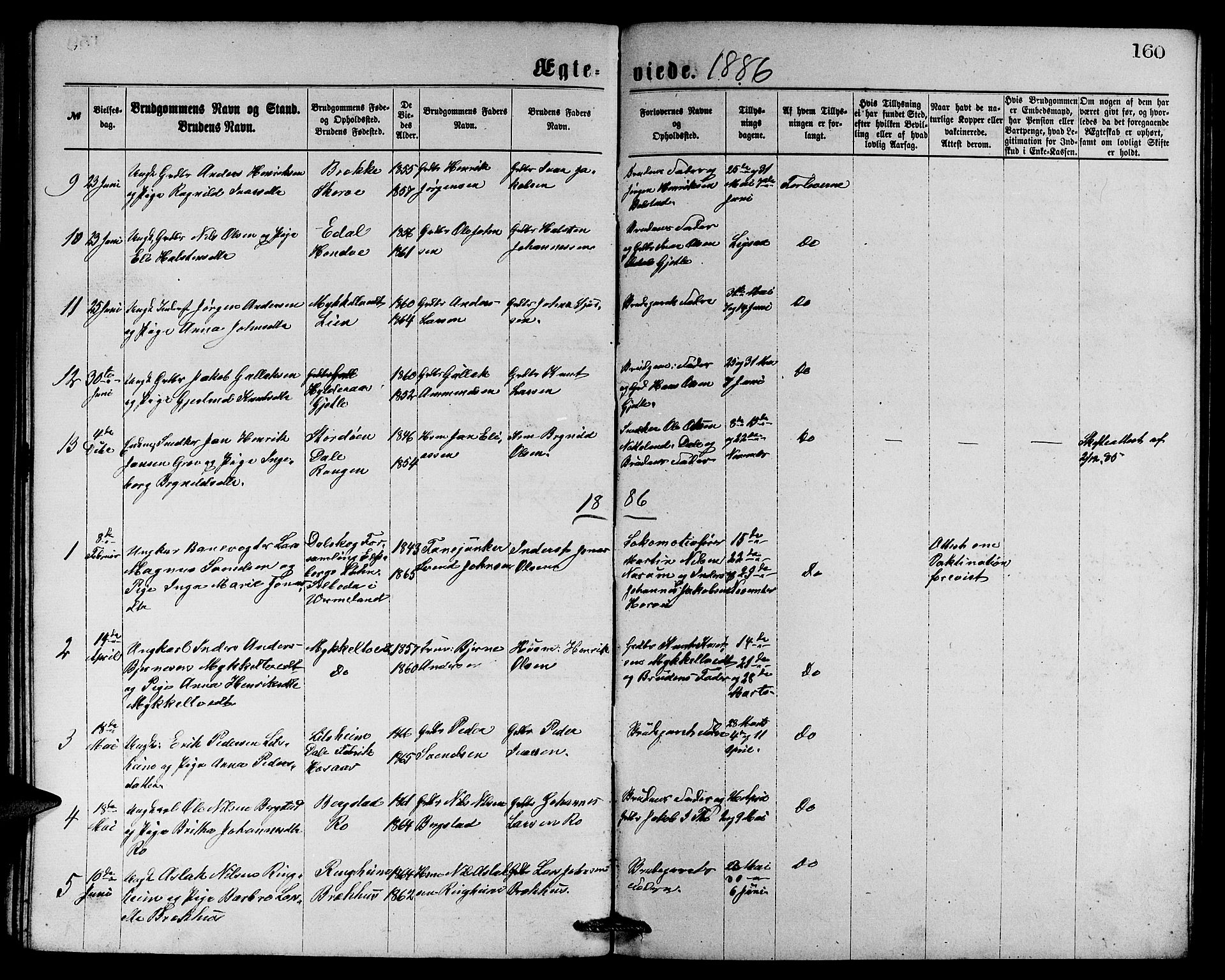 Evanger sokneprestembete, AV/SAB-A-99924: Parish register (copy) no. A 3, 1875-1887, p. 160