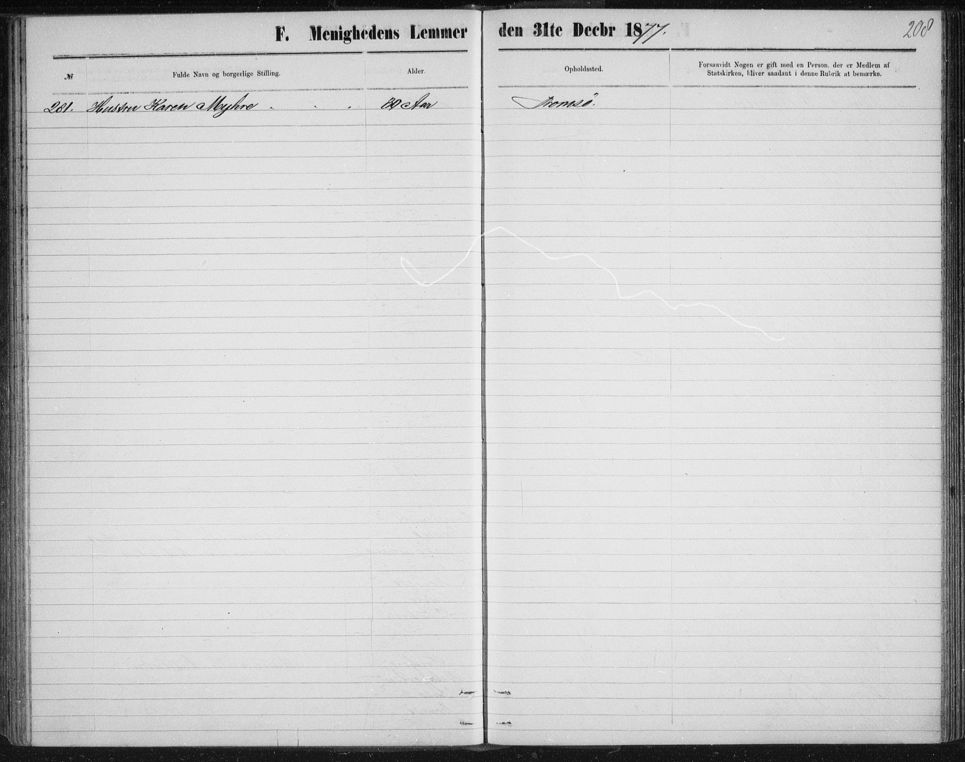 Uten arkivreferanse, SATØ/-: Dissenter register no. DP 3, 1871-1893, p. 208