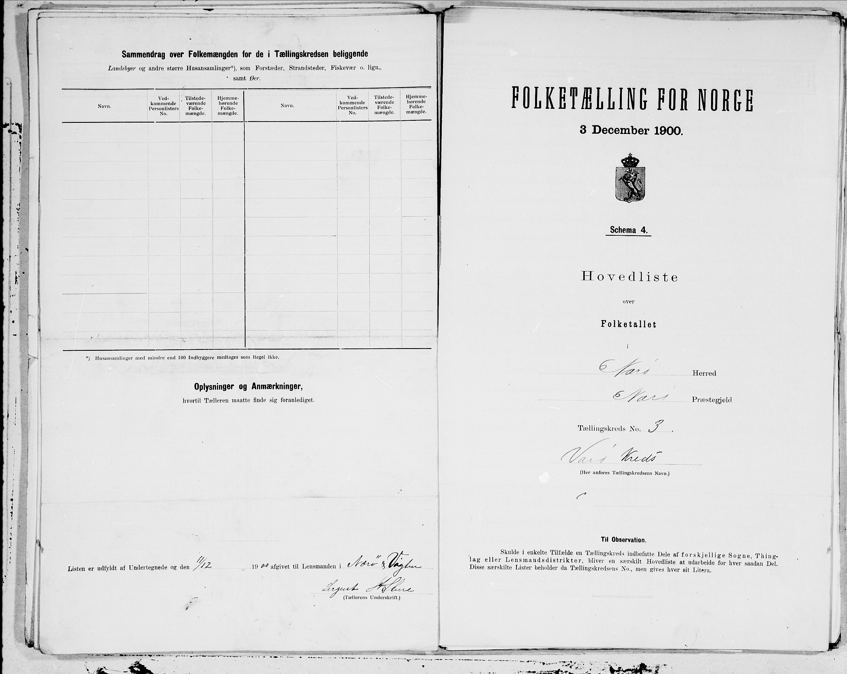 SAT, 1900 census for Nærøy, 1900, p. 6