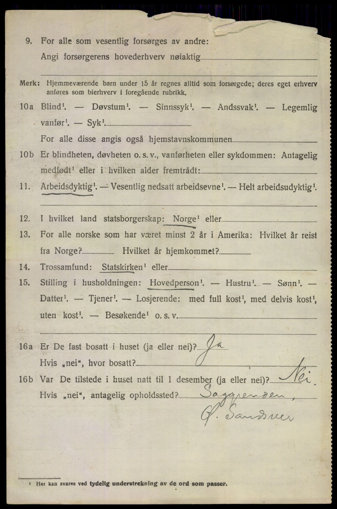SAKO, 1920 census for Ytre Sandsvær, 1920, p. 1725