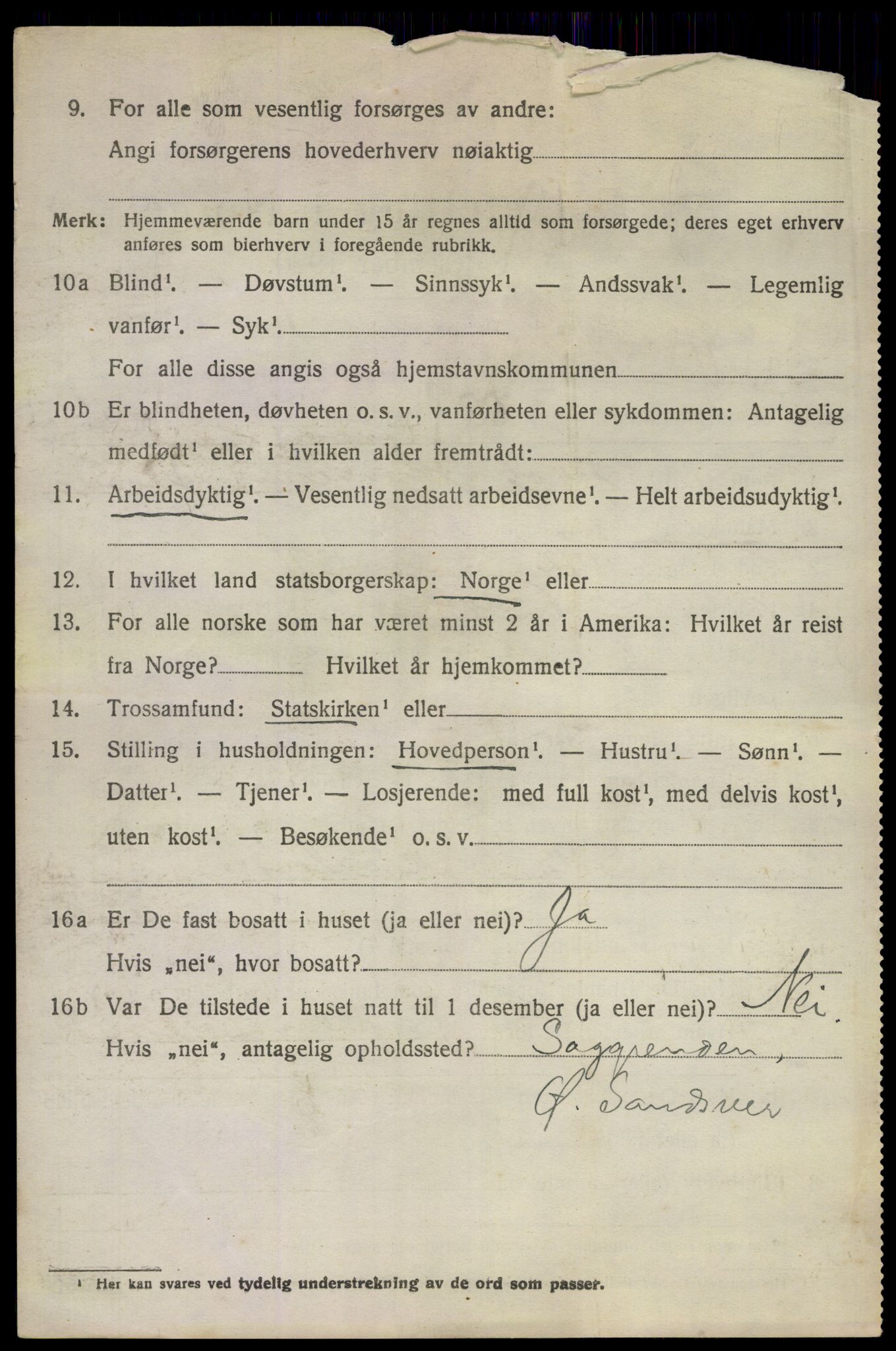 SAKO, 1920 census for Ytre Sandsvær, 1920, p. 1725