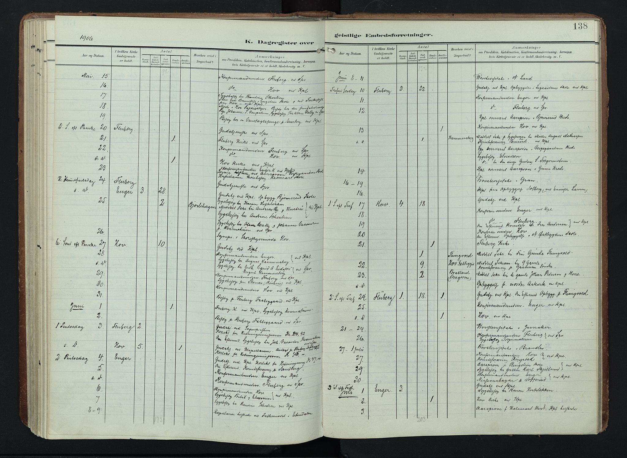 Søndre Land prestekontor, AV/SAH-PREST-122/K/L0005: Parish register (official) no. 5, 1905-1914, p. 138