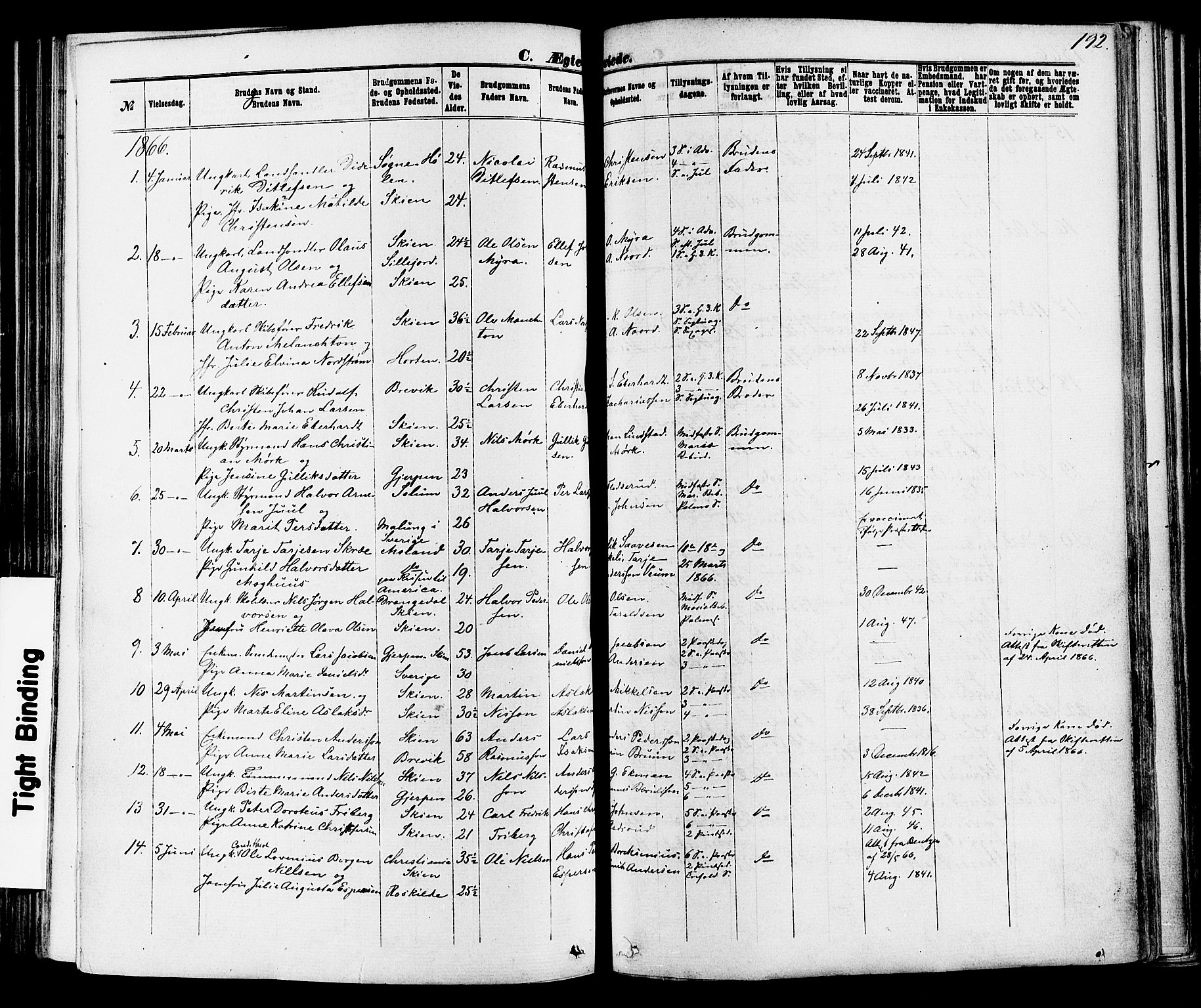 Skien kirkebøker, SAKO/A-302/F/Fa/L0008: Parish register (official) no. 8, 1866-1877, p. 192