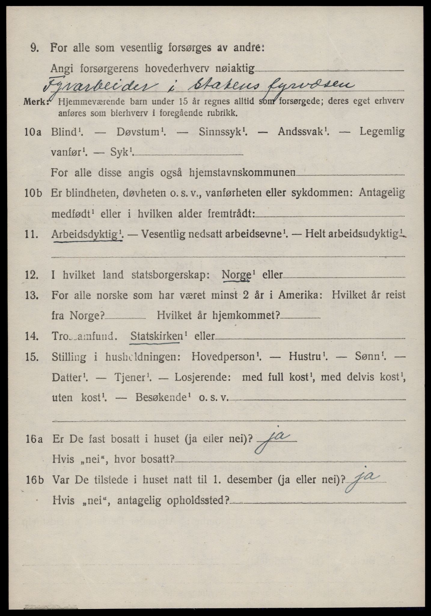 SAT, 1920 census for Volda, 1920, p. 9861