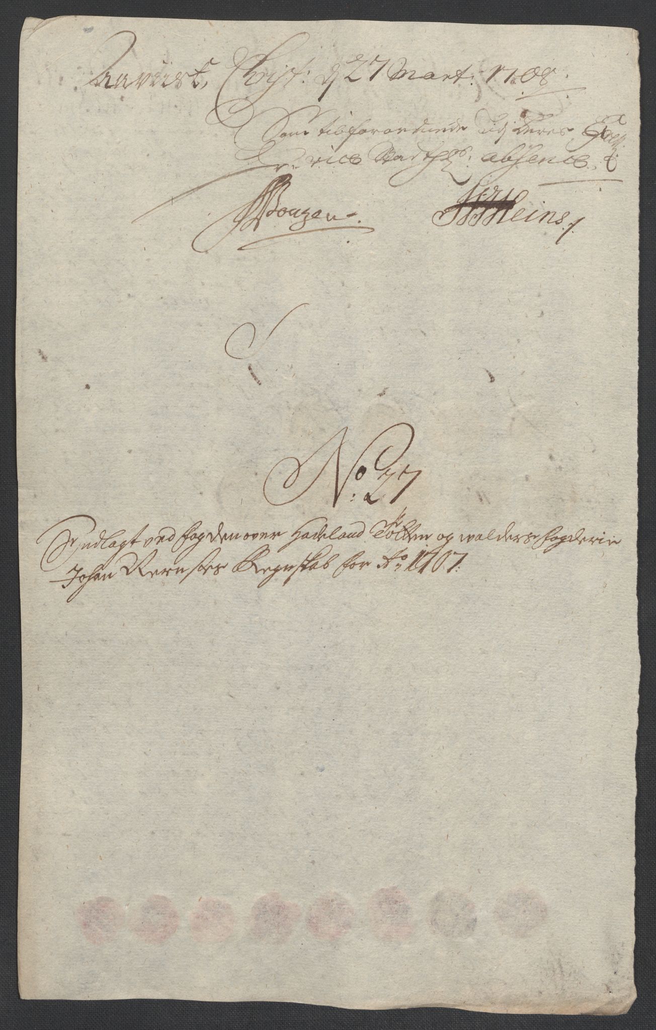 Rentekammeret inntil 1814, Reviderte regnskaper, Fogderegnskap, RA/EA-4092/R18/L1305: Fogderegnskap Hadeland, Toten og Valdres, 1707-1708, p. 404