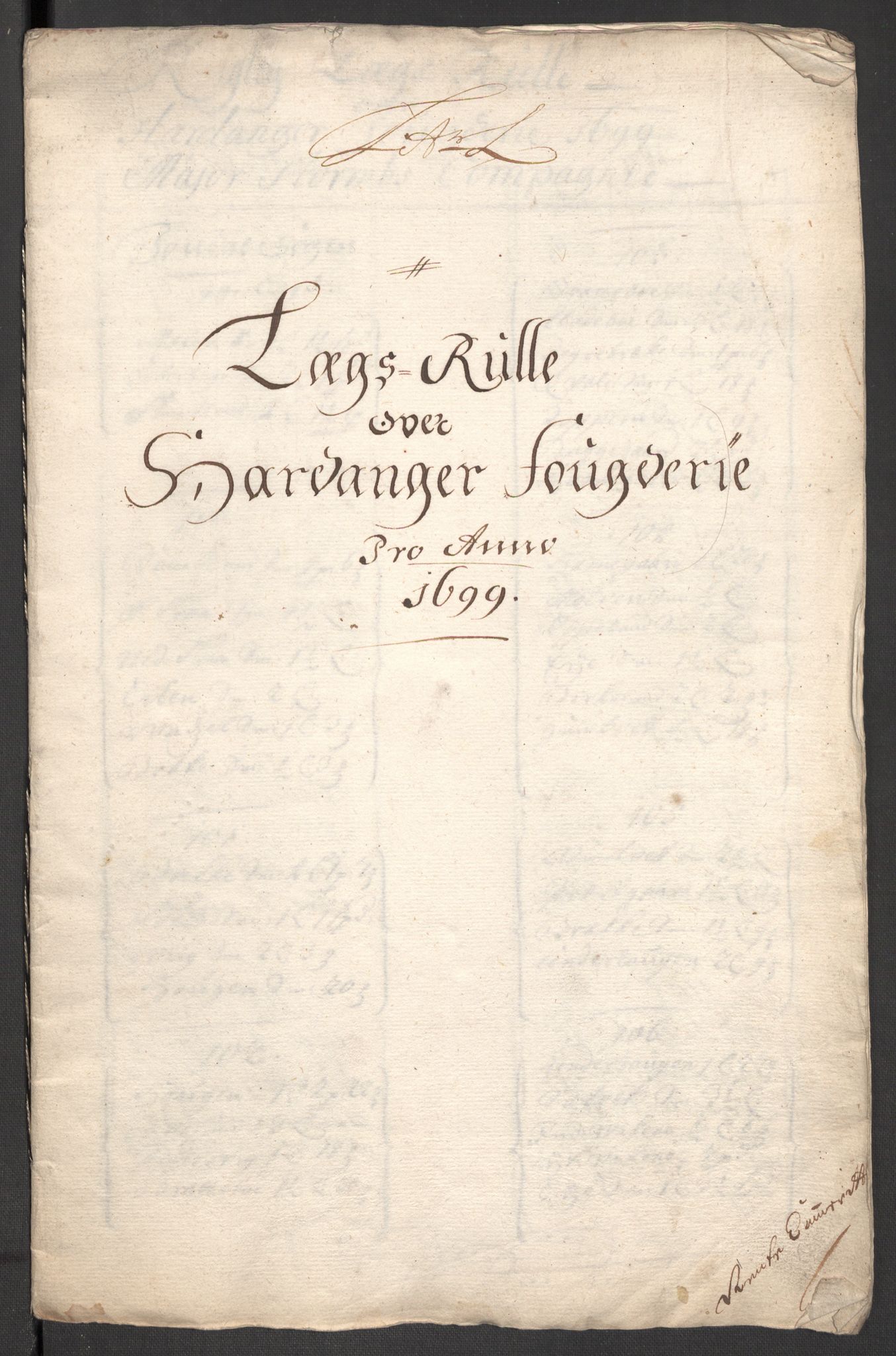 Rentekammeret inntil 1814, Reviderte regnskaper, Fogderegnskap, AV/RA-EA-4092/R48/L2978: Fogderegnskap Sunnhordland og Hardanger, 1699, p. 189