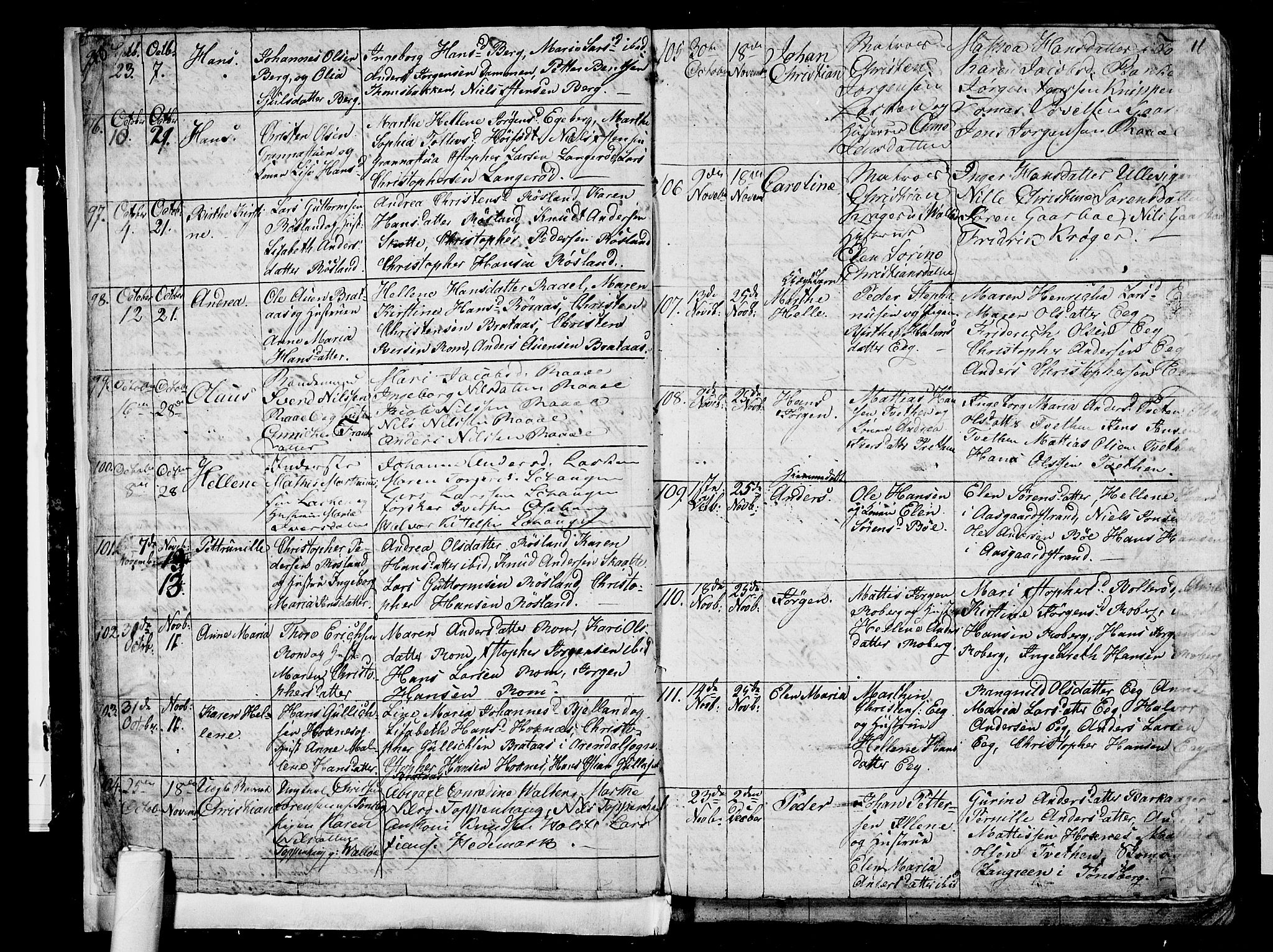 Sem kirkebøker, SAKO/A-5/G/Ga/L0002: Parish register (copy) no. I 2, 1826-1844, p. 10-11
