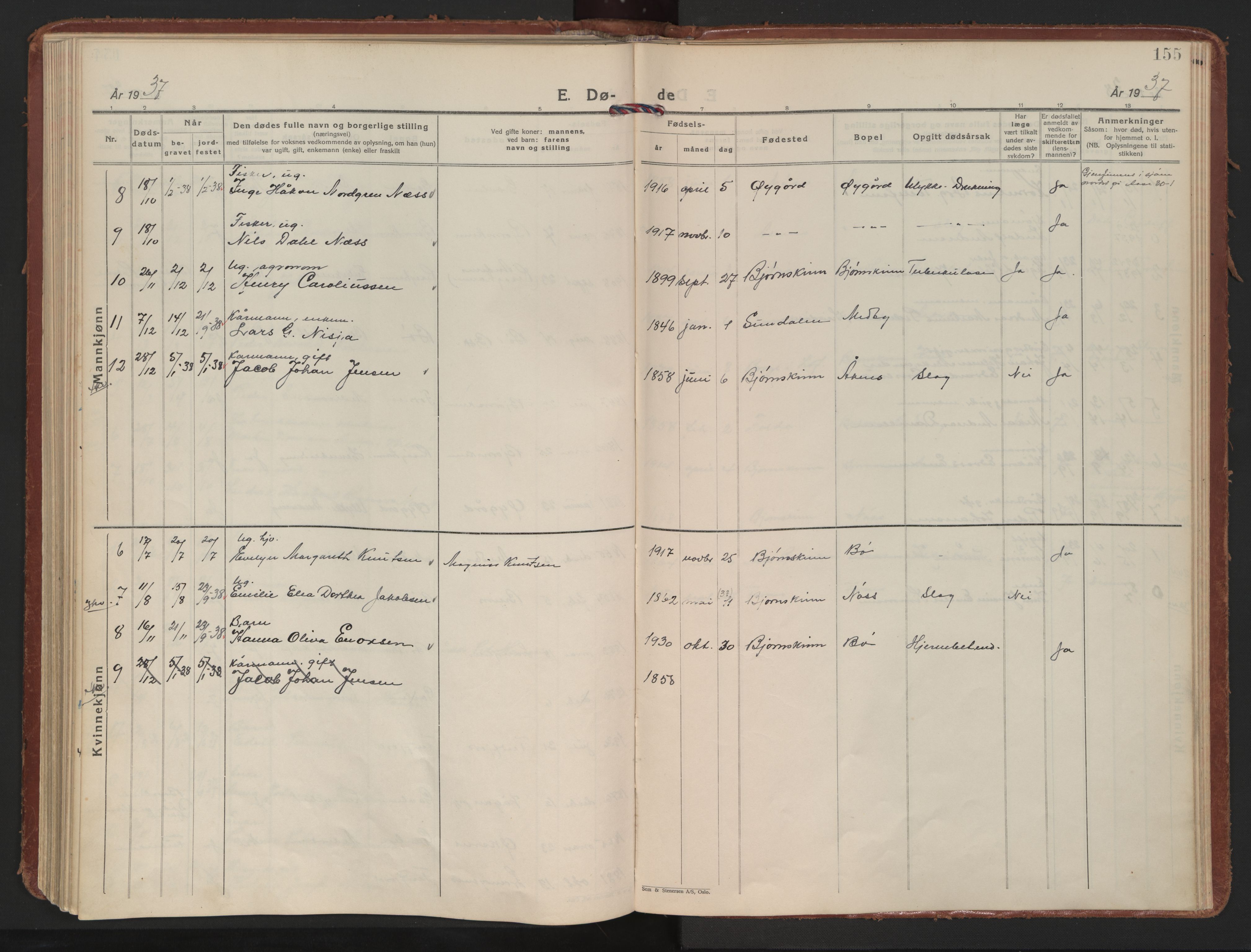 Ministerialprotokoller, klokkerbøker og fødselsregistre - Nordland, AV/SAT-A-1459/898/L1424: Parish register (official) no. 898A04, 1928-1946, p. 155