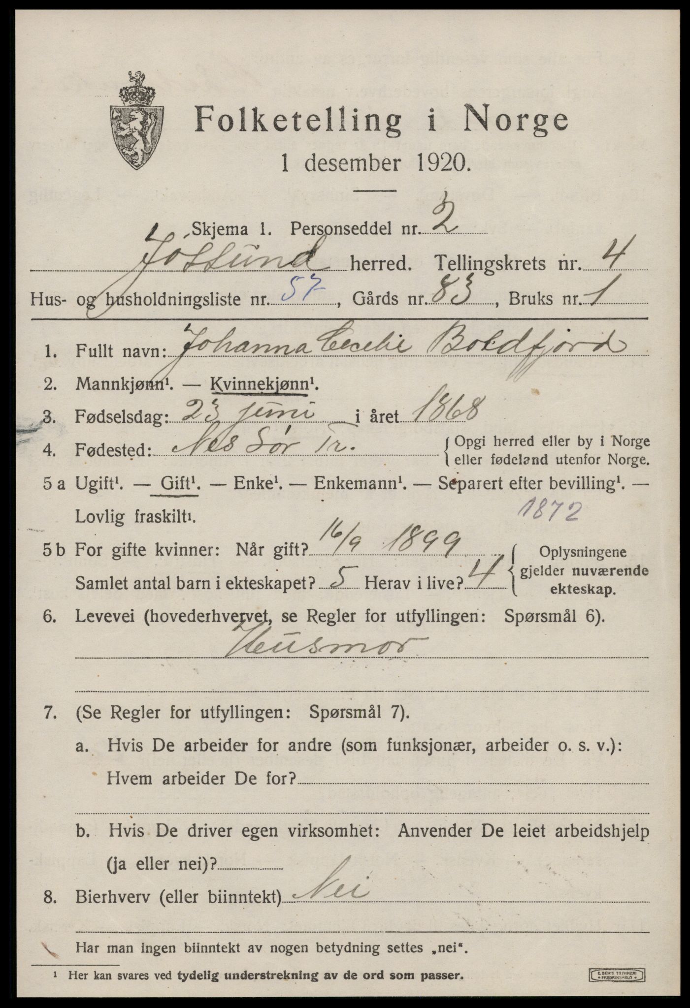 SAT, 1920 census for Jøssund, 1920, p. 3752