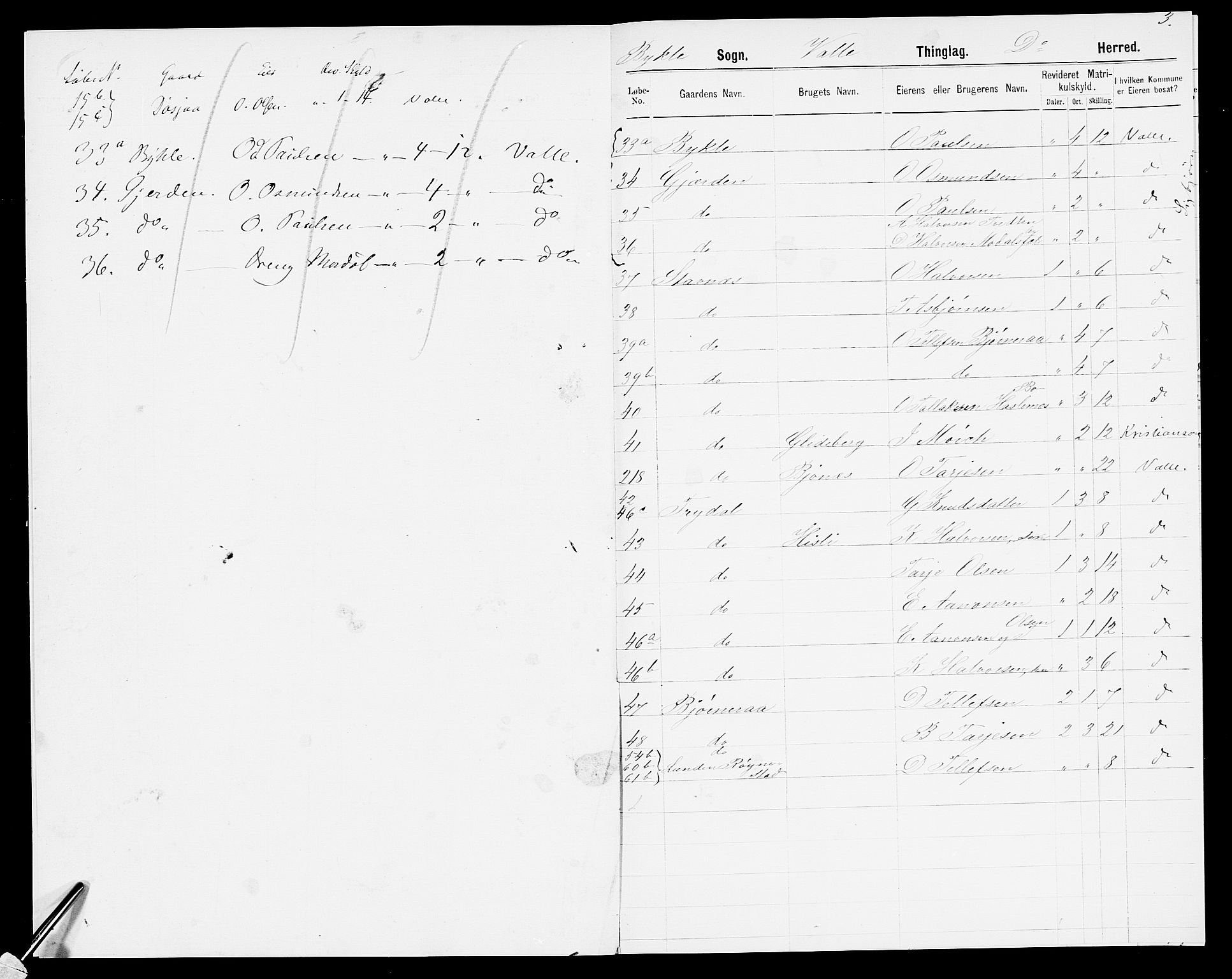 SAK, 1875 census for 0940P Valle, 1875, p. 5