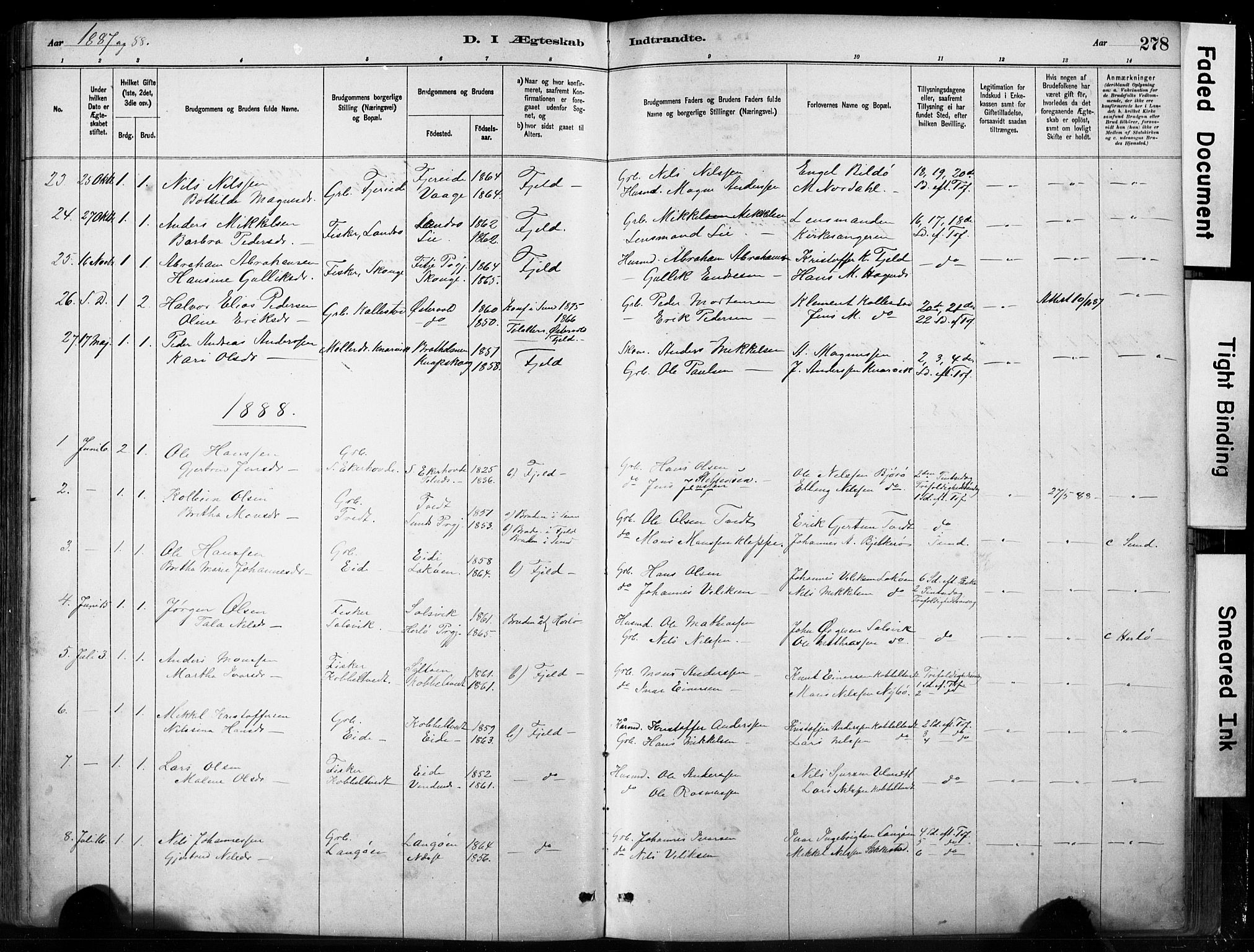 Fjell sokneprestembete, SAB/A-75301/H/Hab: Parish register (copy) no. A 4, 1880-1899, p. 278