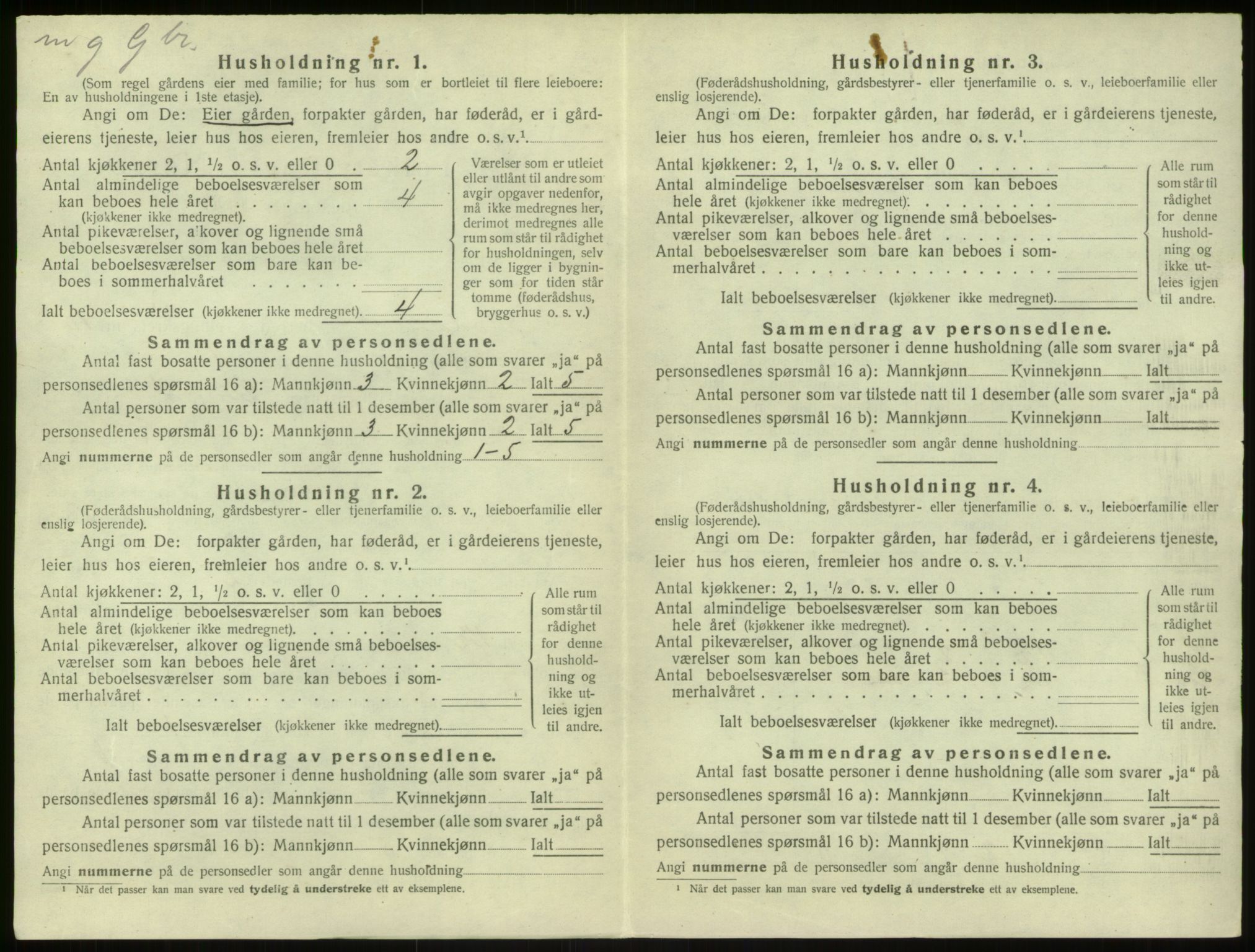 SAB, 1920 census for Modalen, 1920, p. 249