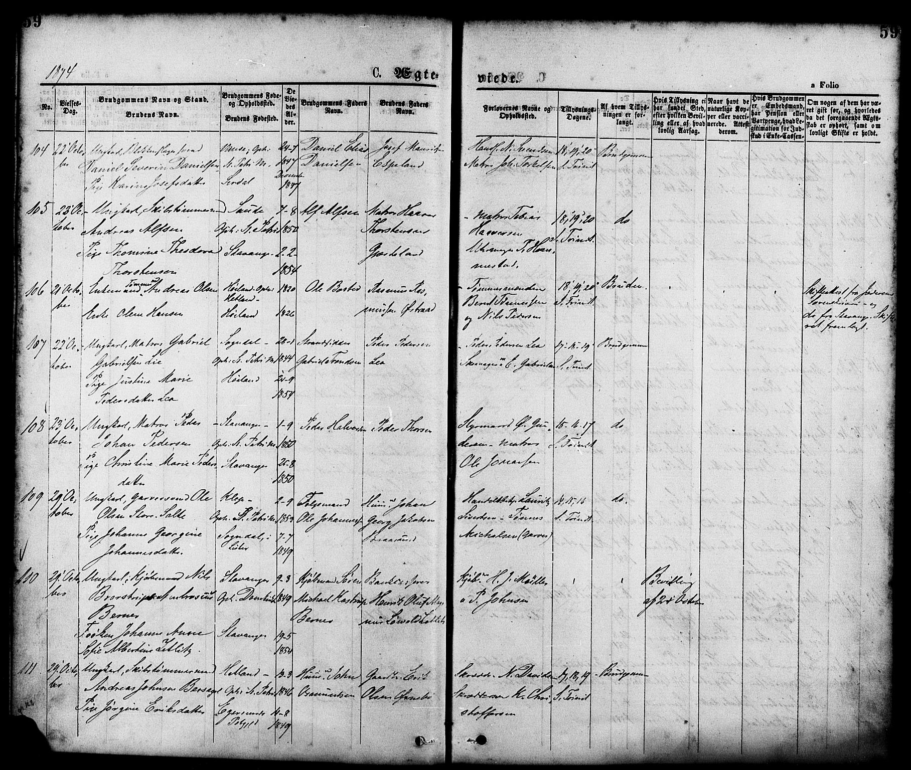 St. Petri sokneprestkontor, SAST/A-101813/001/30/30BA/L0010: Parish register (official) no. A 10, 1869-1878, p. 59