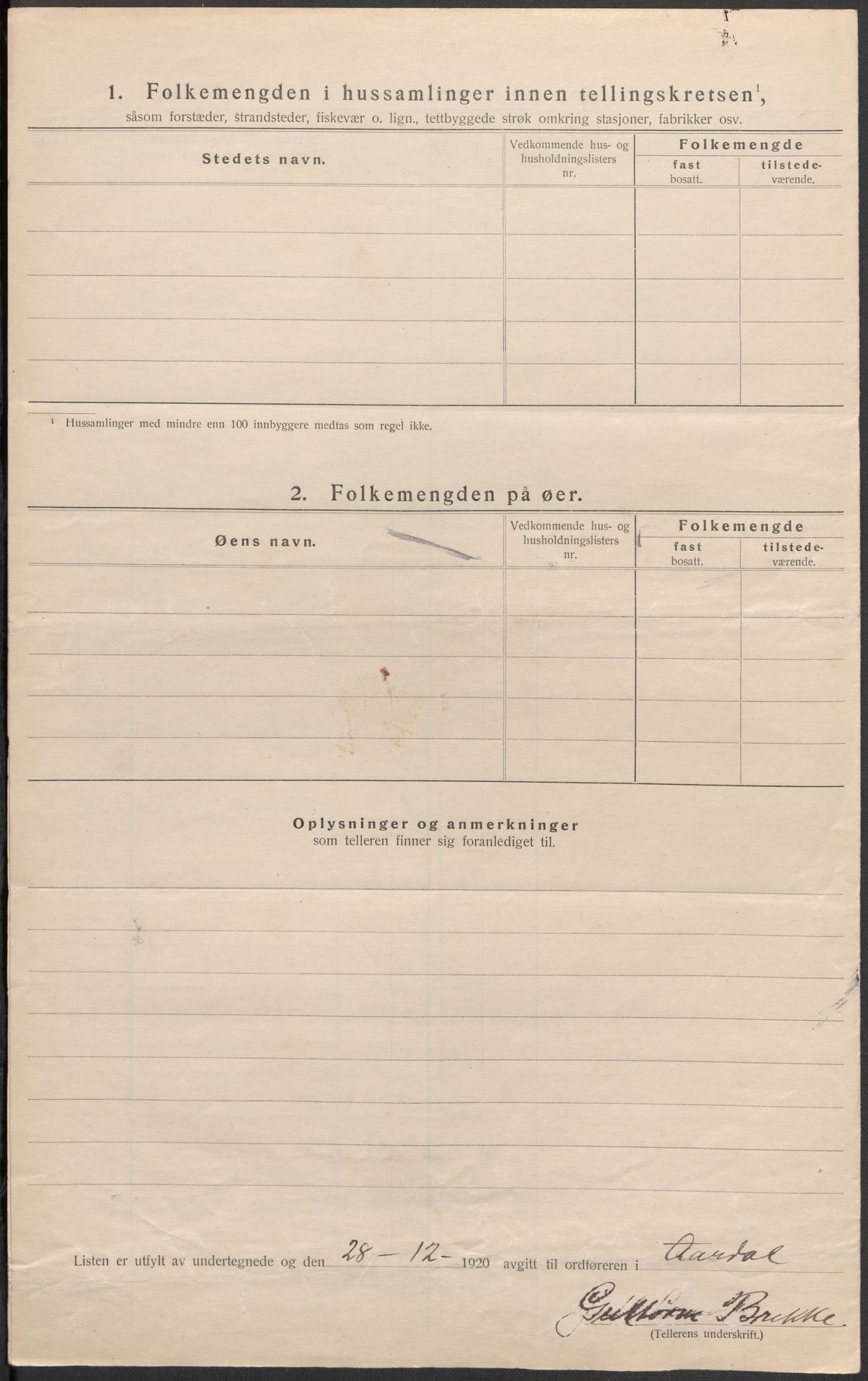 SAB, 1920 census for Årdal, 1920, p. 17