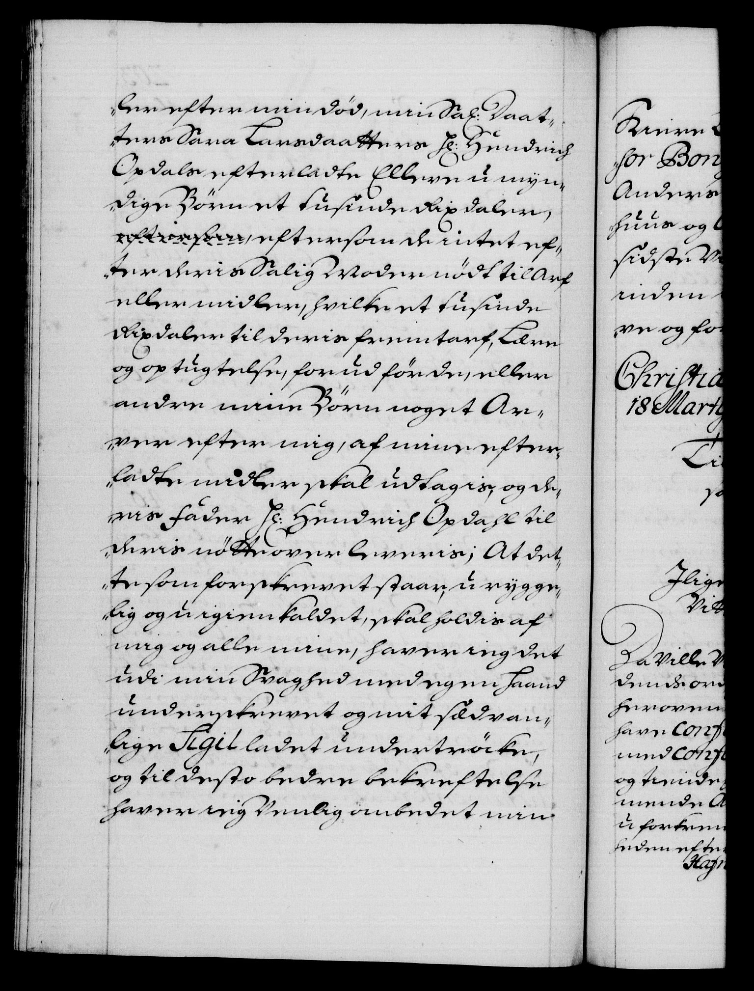 Danske Kanselli 1572-1799, AV/RA-EA-3023/F/Fc/Fca/Fcaa/L0018: Norske registre, 1699-1703, p. 203b